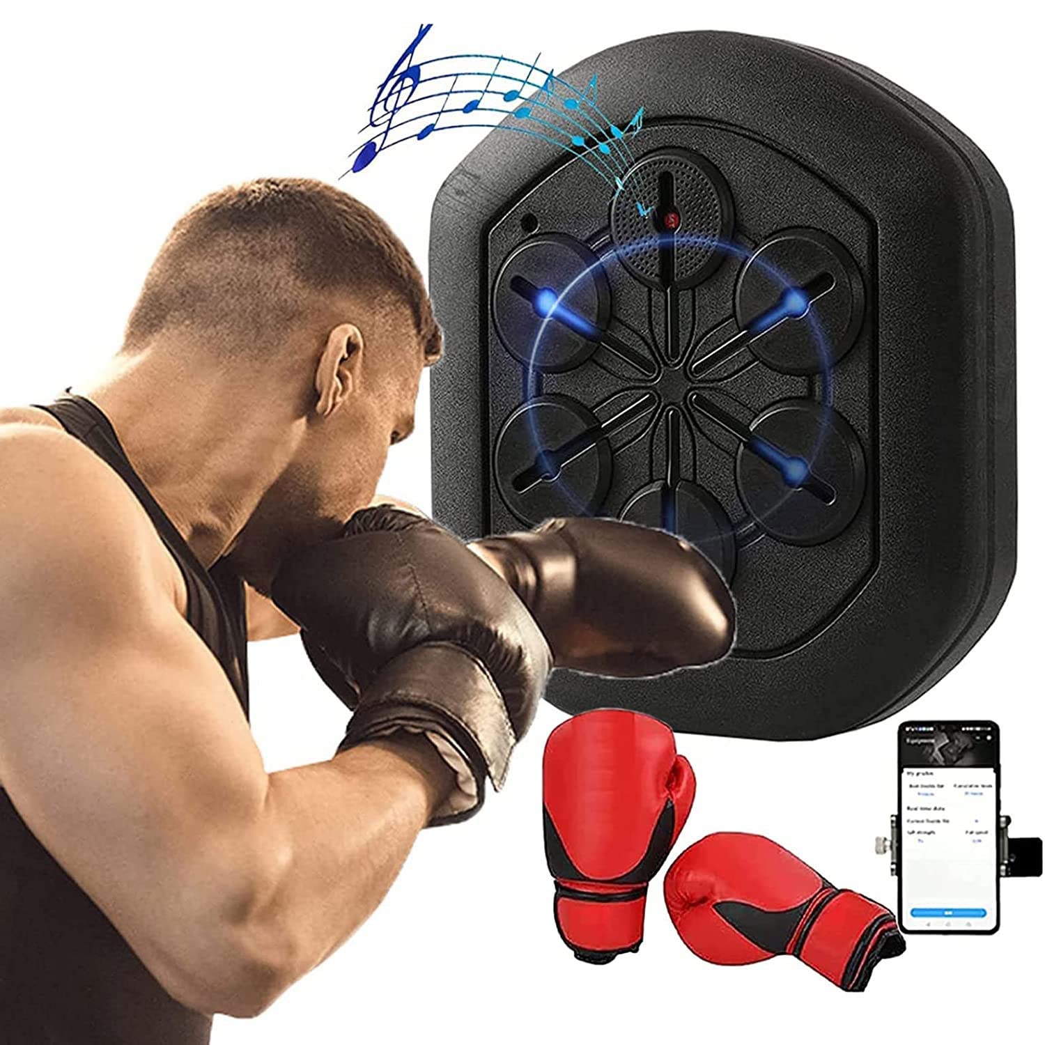 Smart Bluetooth Boxing Machine - Electronic Wall Mounted Boxing Target with Music & Strength Tester | Stress Relief Training Equipment for Home Gym, Boxing Practice & Fitness Workouts