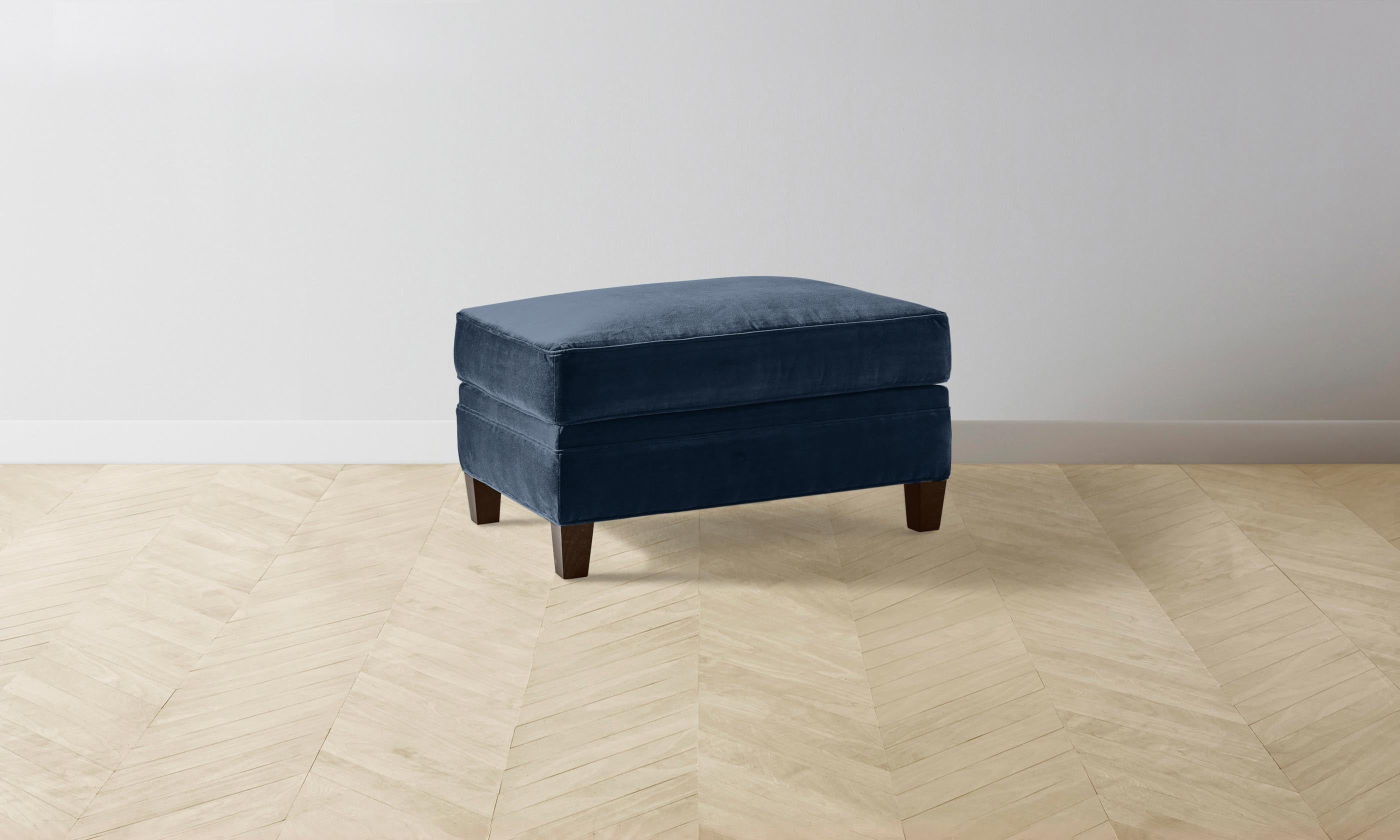 Carmine Ottoman with Performance Velvet Upholstery in Sapphire Blue - Perfect for Living Room, Bedroom, or Home Office Seating and Footrest