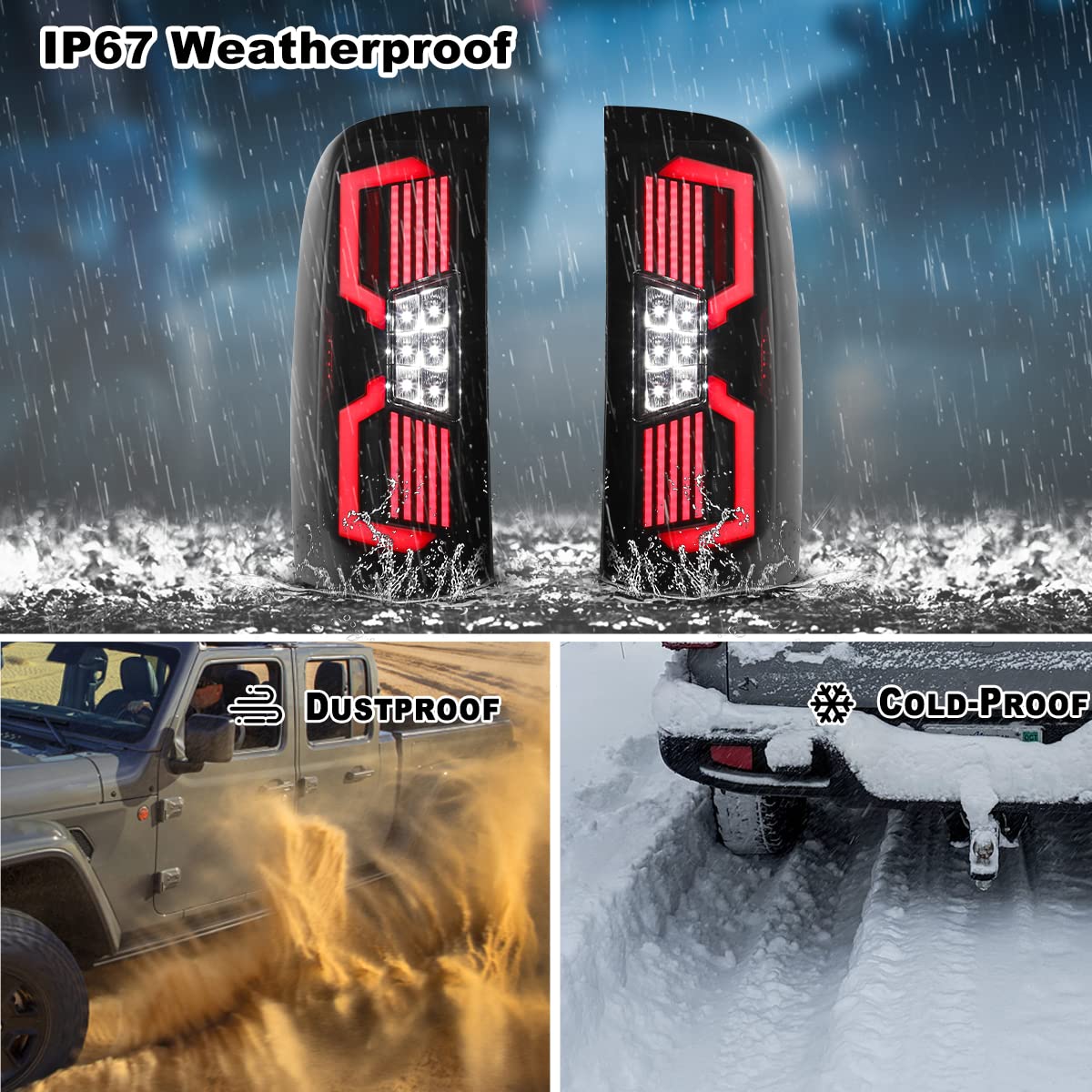 Nixon Offroad LED Tail Lights Assembly for 2014-2018 Chevy Silverado 1500 & 2015-2018 Silverado 2500HD/3500HD - Smoked LED Sequential Turn Signals & Full LED Indicators - Upgrade for Enhanced Visibility & Style
