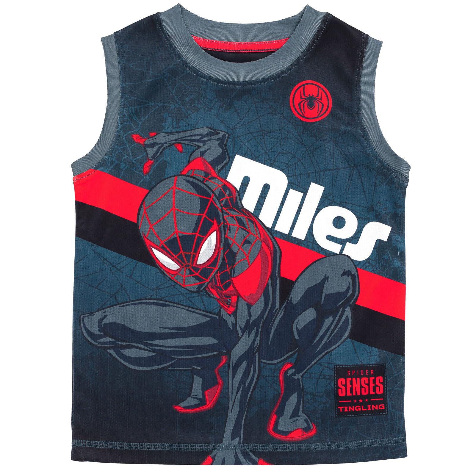 Marvel Spider-Man Miles Morales Hulk Mesh Jersey Tank Top & Basketball Shorts Set for Toddlers to Big Kids (2T-20) - Superhero Costume for Playtime & Sports