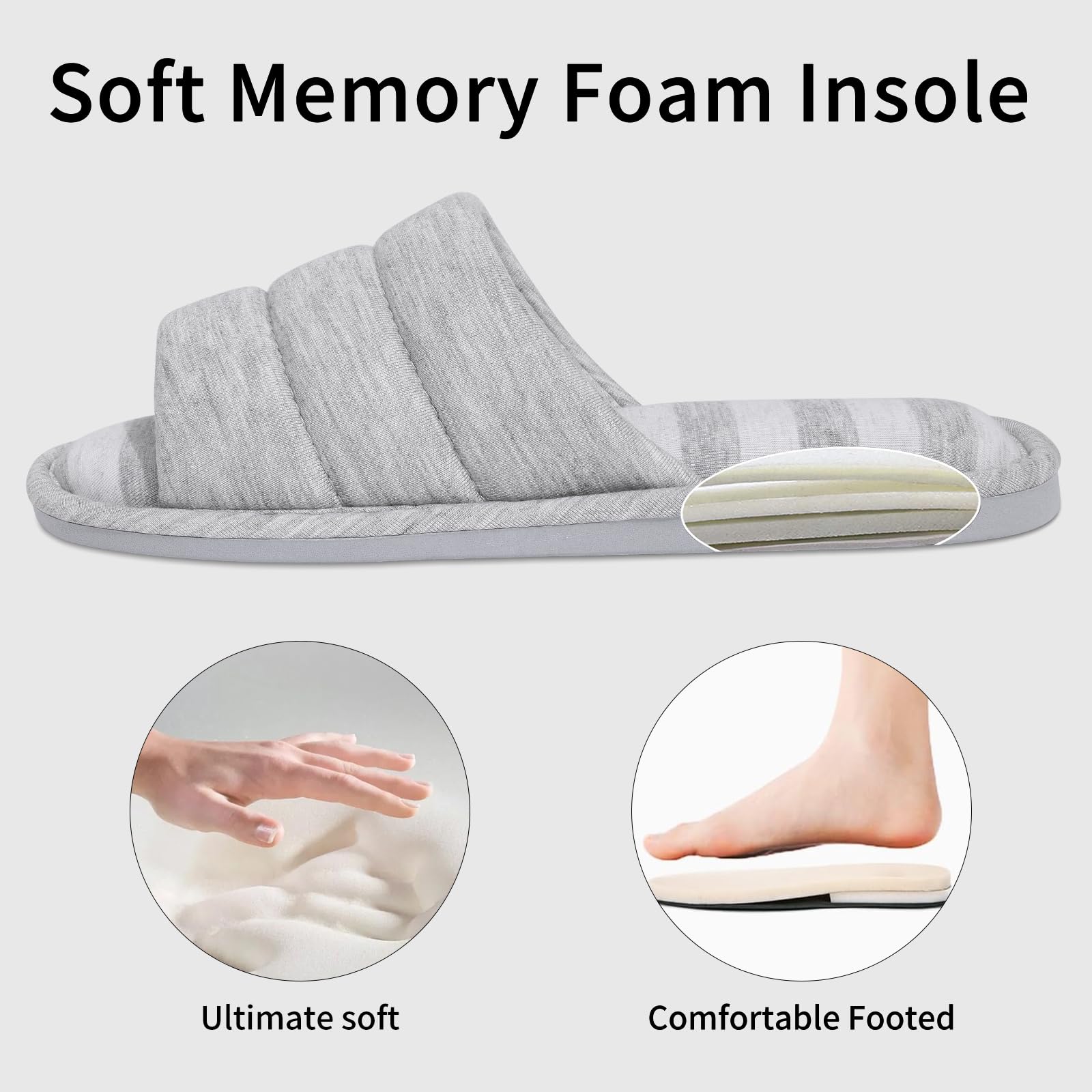 **Shevalues Open Toe House Slippers for Women & Men - Soft Cotton Indoor Shoes with Memory Foam - Comfortable Slip-On Bedroom Slippers for Relaxing at Home**