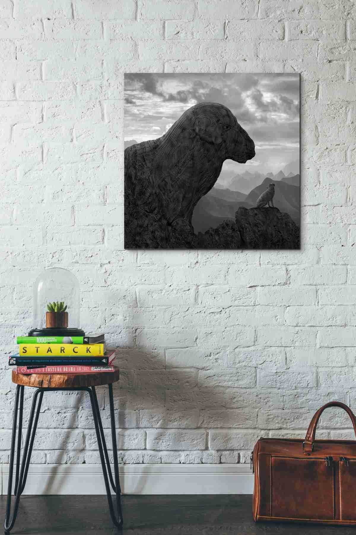 Dog Rock Canvas Wall Art by Dariusz Klimczak - 26x26 Inch Square Animal Painting for Living Room, Bedroom & Office Decor