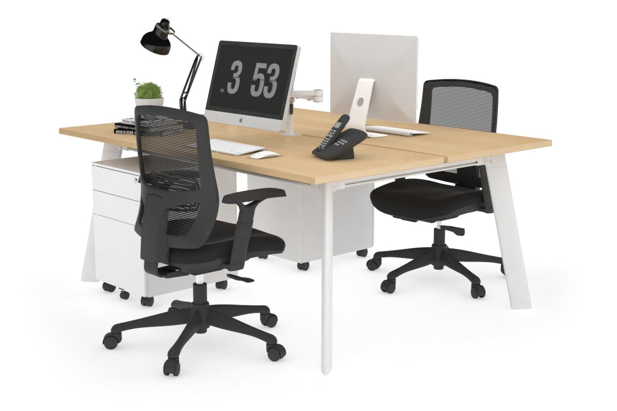 2-Person Workstation with White Frame - 1200L x 700W Dimensions - Perfect for Office, Home Office, and Collaborative Workspaces