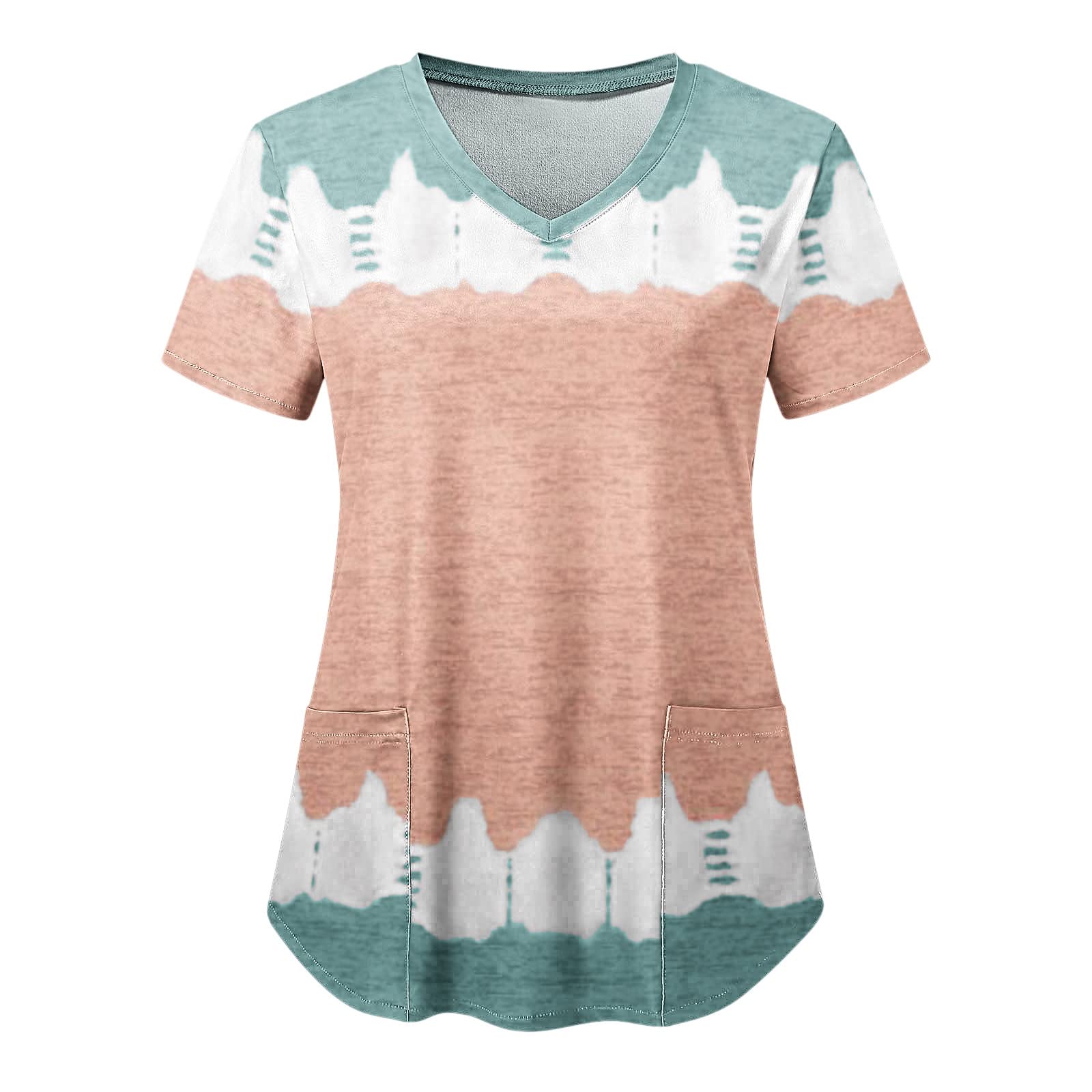 Women's Printed Casual Blouse Tops - Fashion Gradient Print Short Sleeve Red Shirt for Women | Perfect for Summer Outfits, Office Wear & Casual Dates