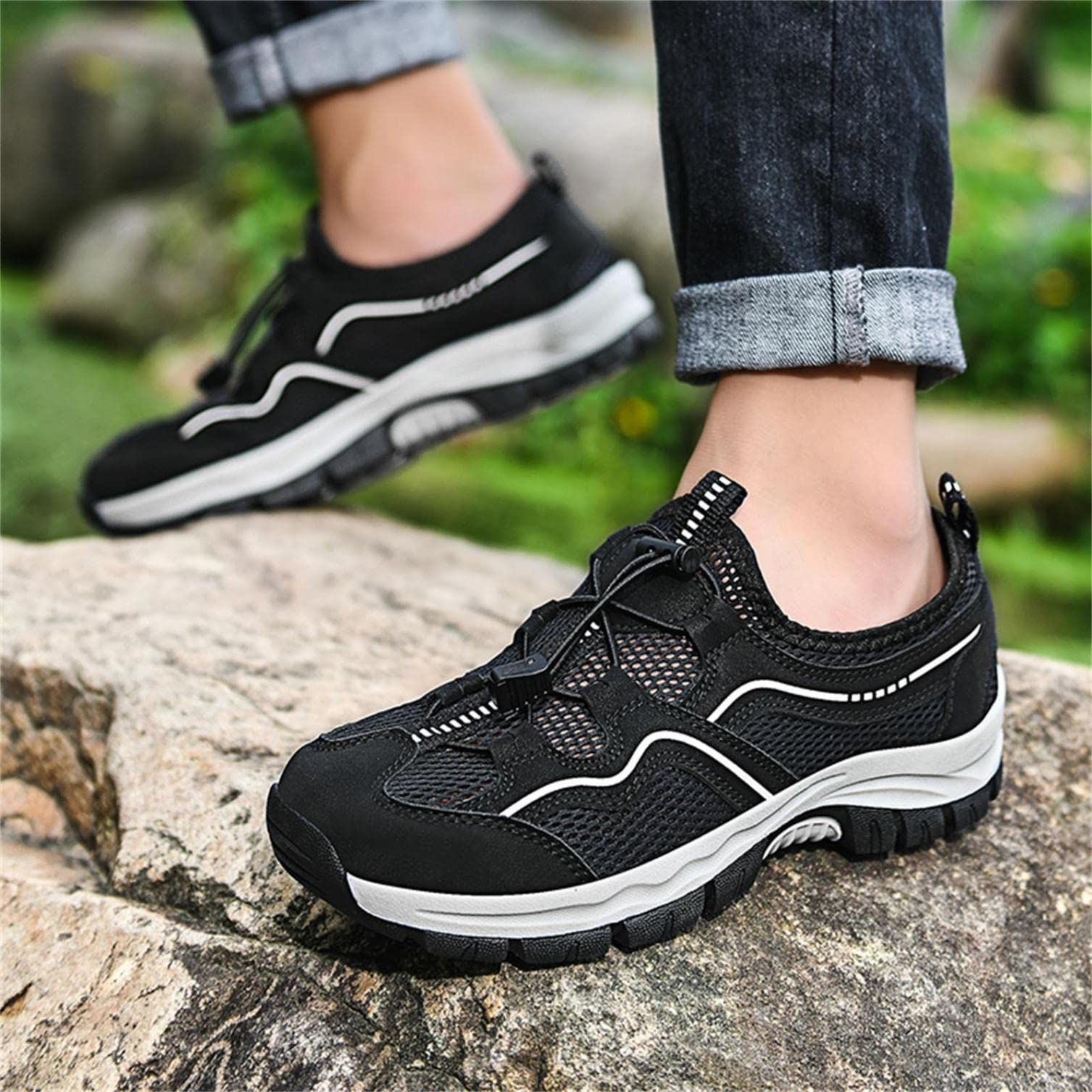 Hbeylia Men's Hiking Shoes - Breathable Mesh Low Top Boots with Non-Slip Sole for Walking, Climbing & Trekking | Lightweight Outdoor Sneakers for Running, Backpacking & Trail Sports (Ideal for Mountain Hiking, Camping & Daily Outdoor Adventures)