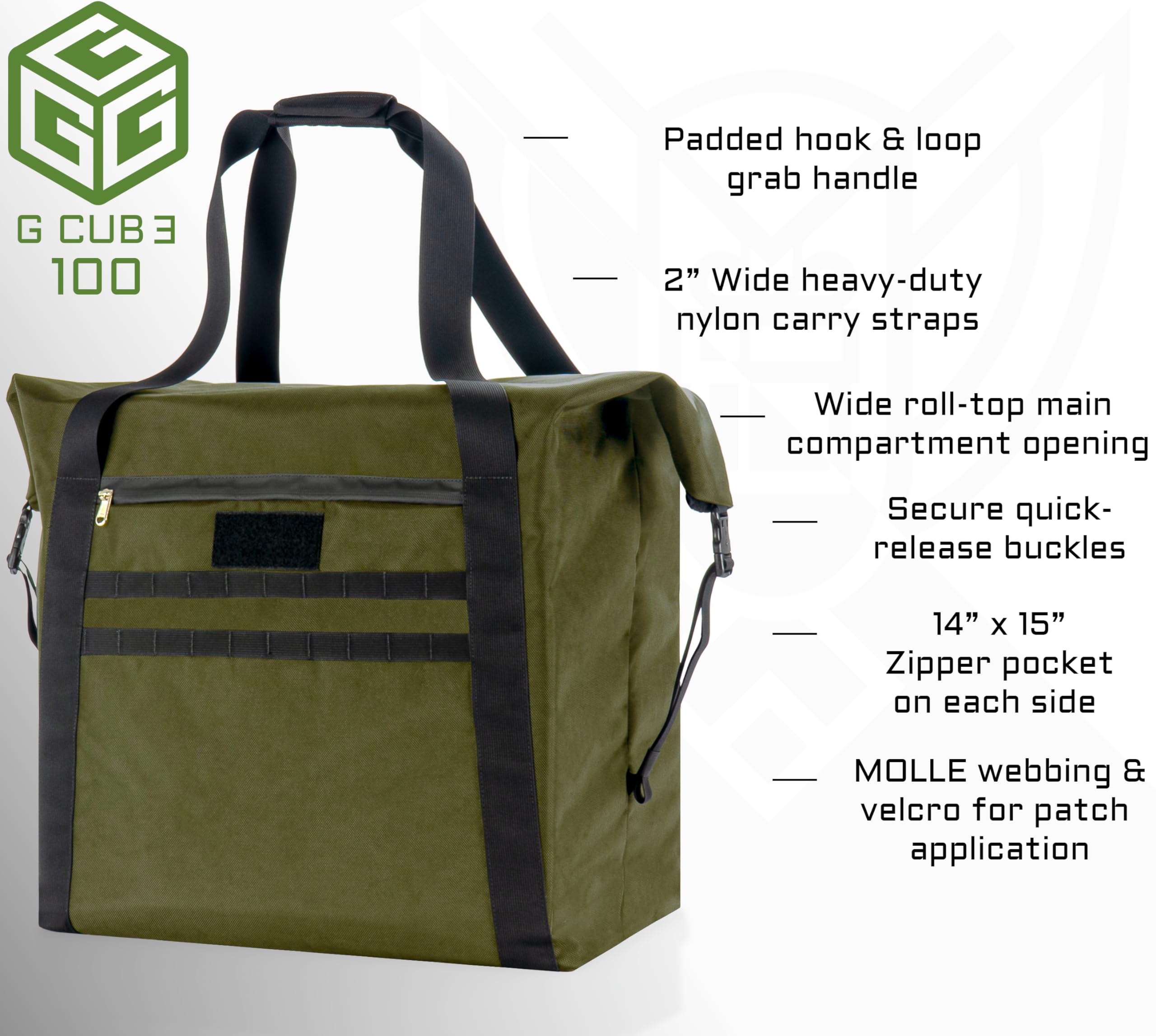 G CUBƎ 100 Faraday Bag for Generators & Electronics - EMP/CME/EMF/RF Protection - Diamond Form Faraday Lined Interior - OD Green - Perfect for Emergency Preparedness, Data Security & Electronic Shielding