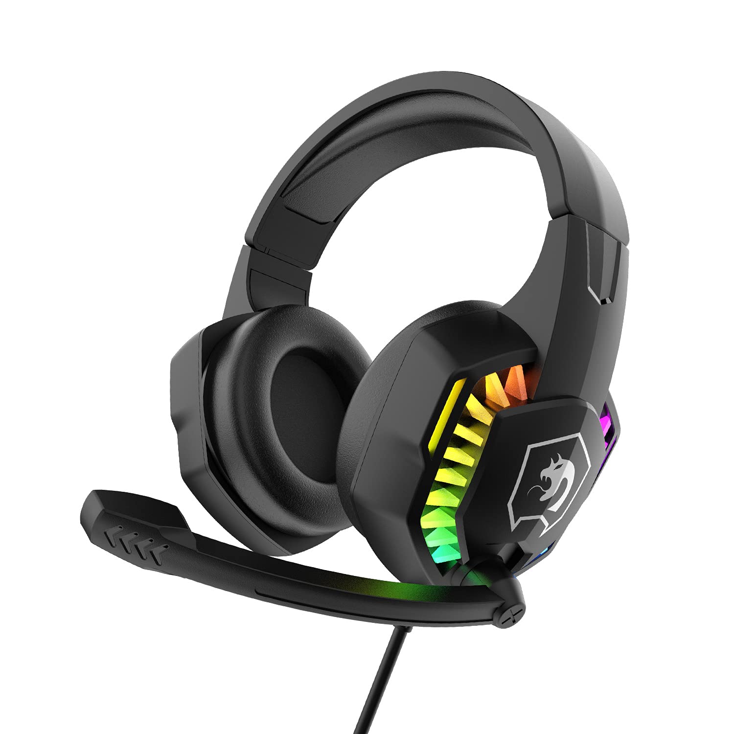 RGB Gaming Headset with 5.1 Channel Stereo Surround Sound - Wired Over-Ear Headphones with LED Lights, Noise Cancelling Mic & Volume Control for PC, Xbox One, PS4, Laptop, Mac, Smartphone (Black) - Perfect for Competitive Gaming, Streaming & Online Meetings