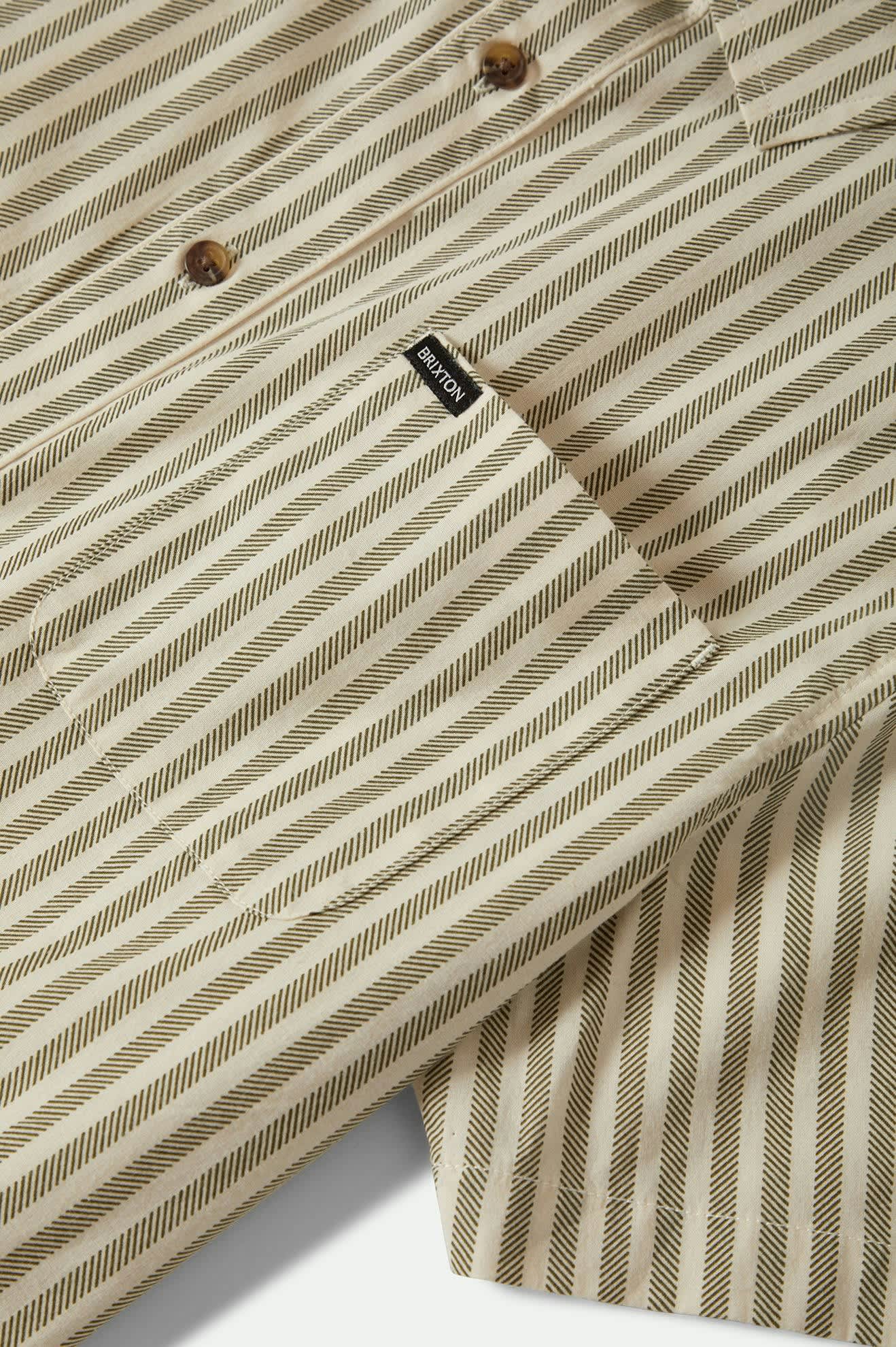 Charter Print Short Sleeve Shirt - Whitecap/Ivy Green Stripe | Casual Summer Wear for Men | Perfect for Beach Outings & Outdoor Activities