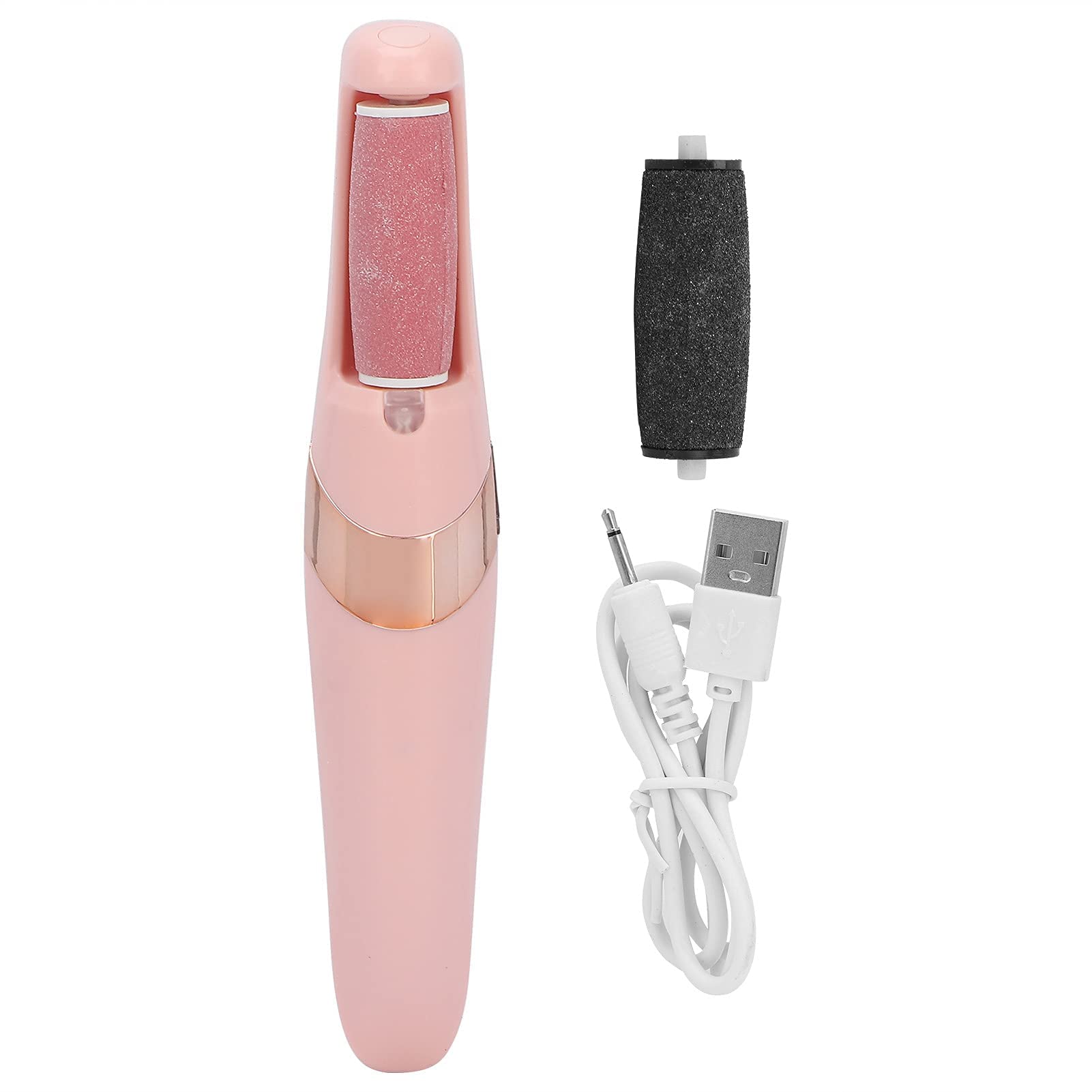 Electric Foot File - Rechargeable Callus Remover & Pedicure Tool for Dead, Hard, Cracked Dry Skin | Portable Electronic Foot Grinder for Home & Travel Use (Pink)