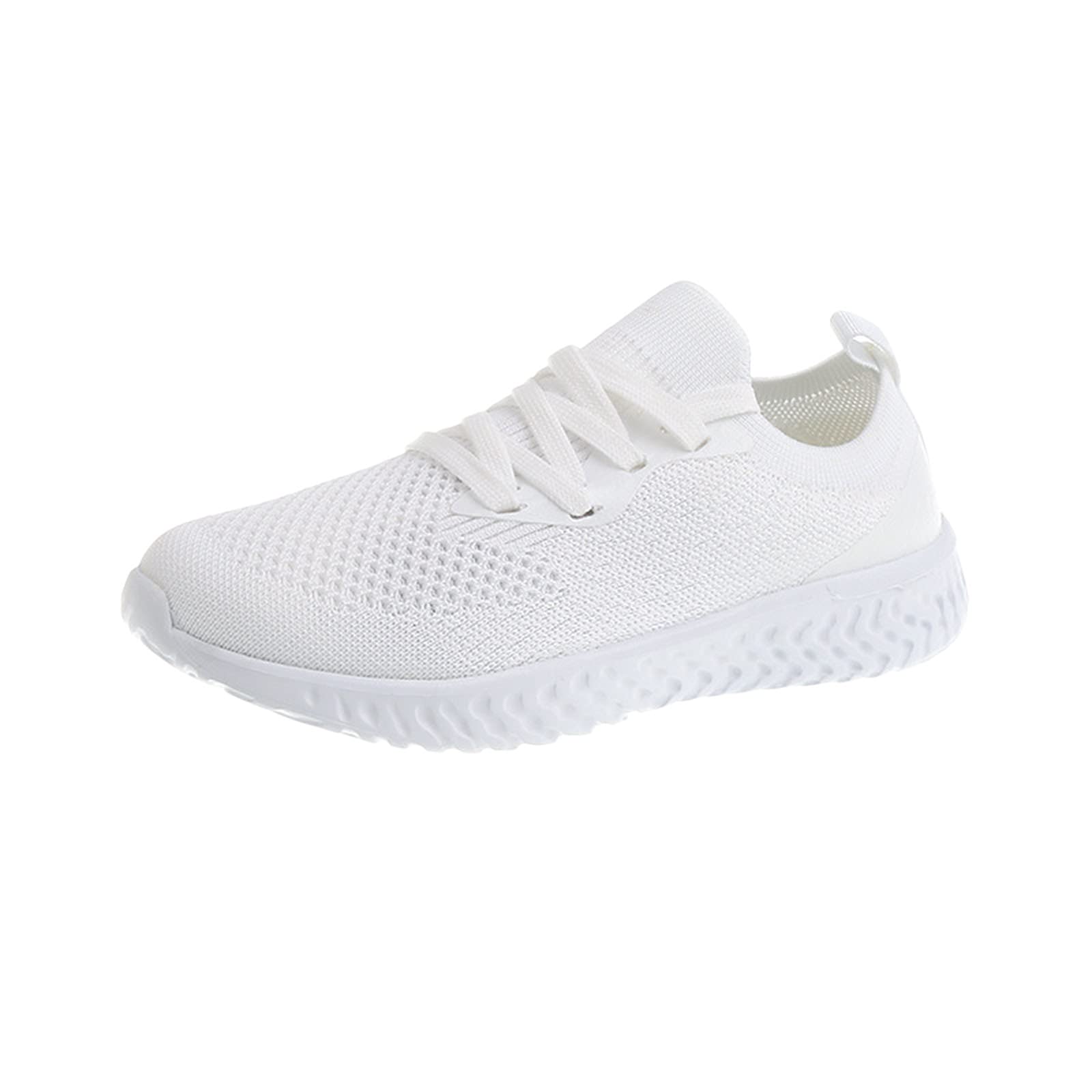 Women's White Leather Athletic Shoes - Breathable Woven Running Sneakers for Women | Fashionable & Comfortable Gym Workout Shoes | Perfect for Jogging, Walking & Casual Wear