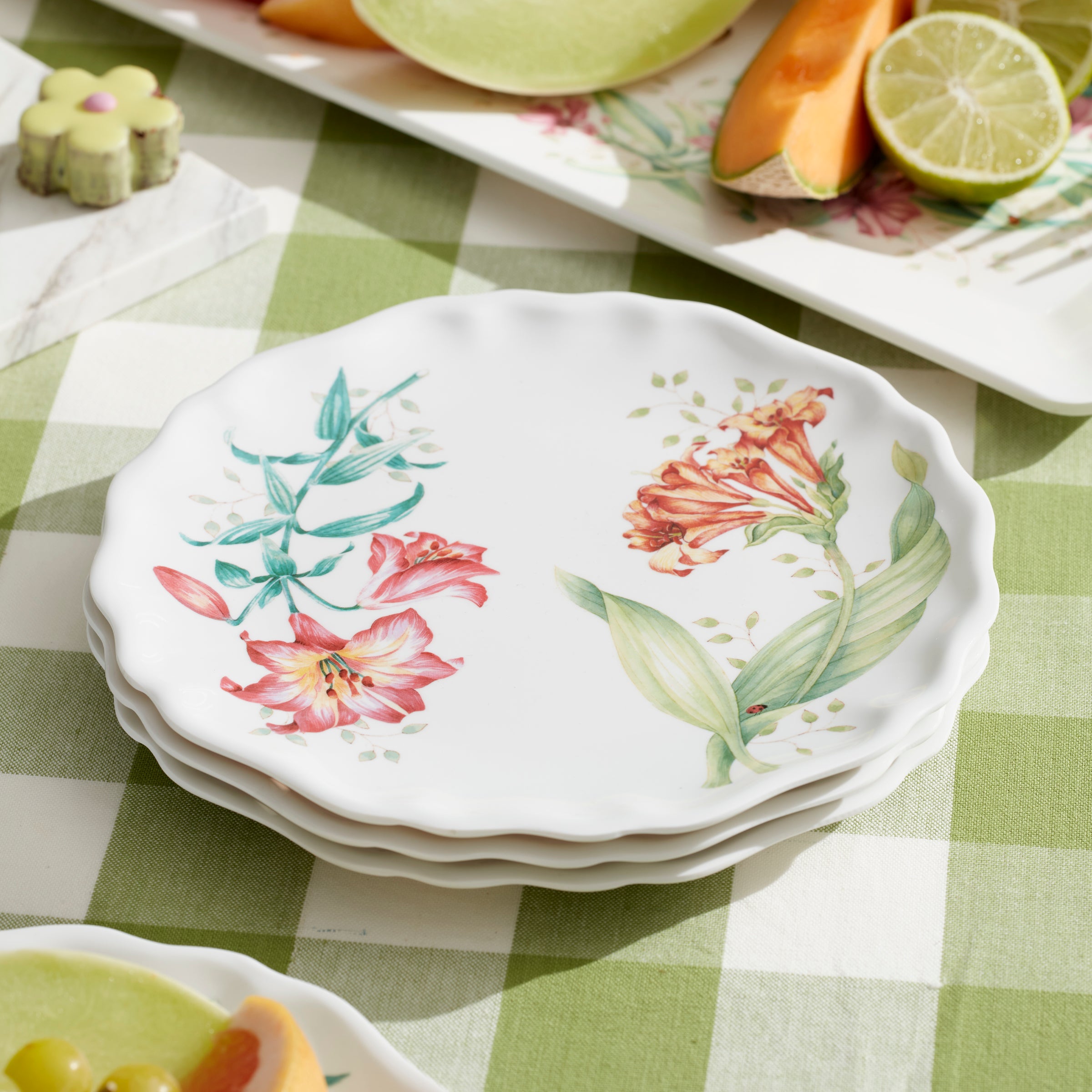 Butterfly Meadow Melamine Accent Plates - Set of 4, Colorful Dinnerware for Outdoor Picnics, Garden Parties & Casual Dining - Durable & Lightweight
