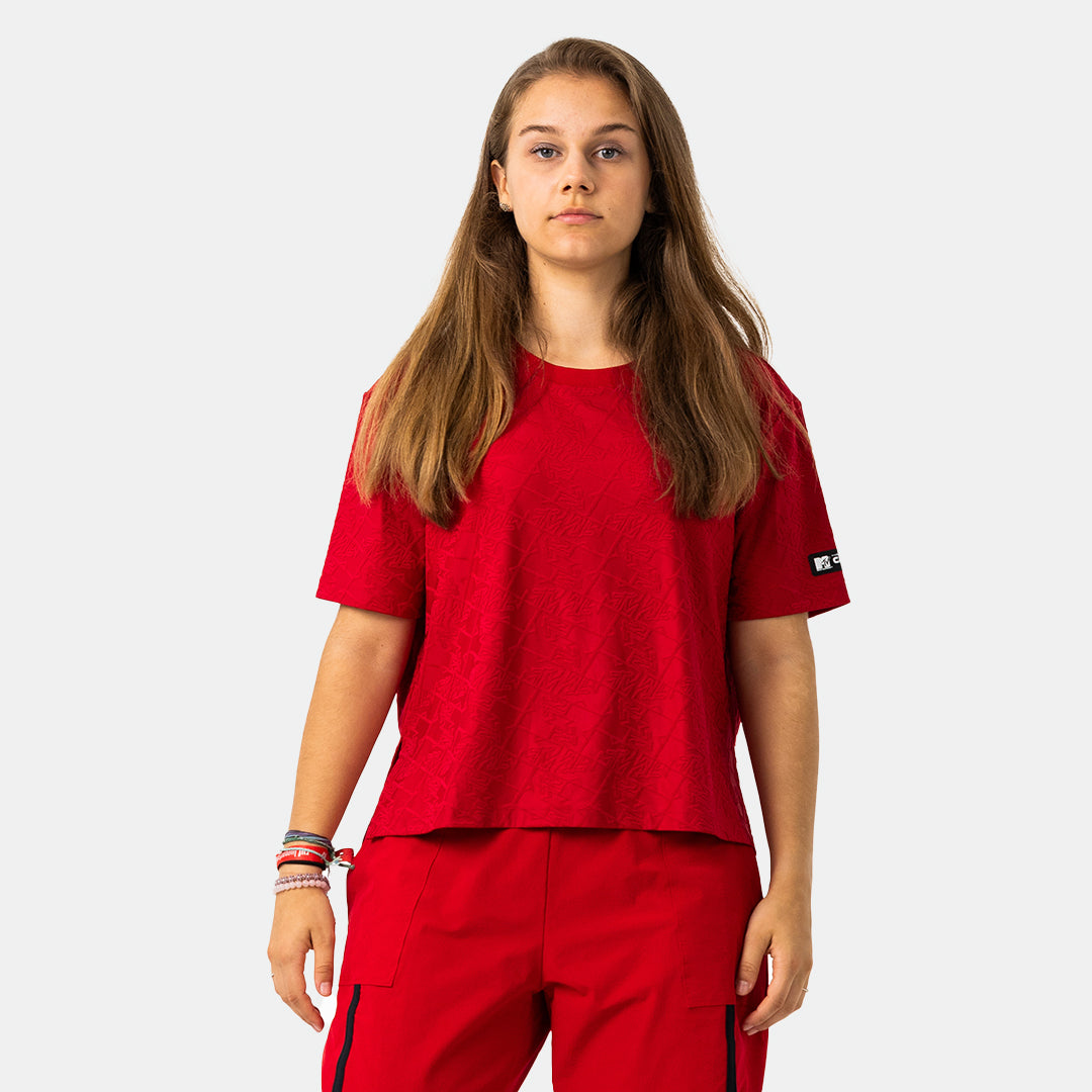 MTV Women's Push It Jacquard Boxy Tee - Vintage Graphic T-Shirt for Casual Wear & Music Lovers - Perfect for Concerts, Parties & Everyday Outfits