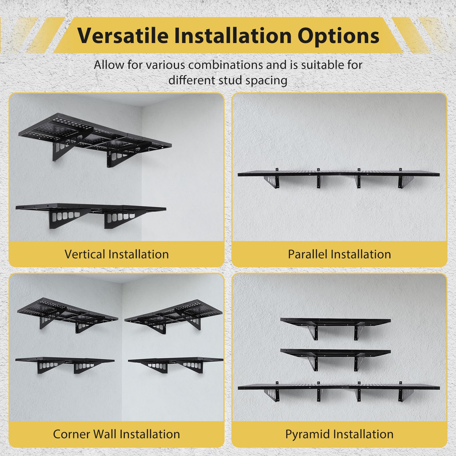 **GARVEE 2-Pack 1.6x4ft Heavy Duty Garage Wall Shelves – 560lbs Load Capacity, Wall Mounted Floating Shelves for Garage Storage & Organization – Perfect for Tools, Sports Gear & Home Supplies**