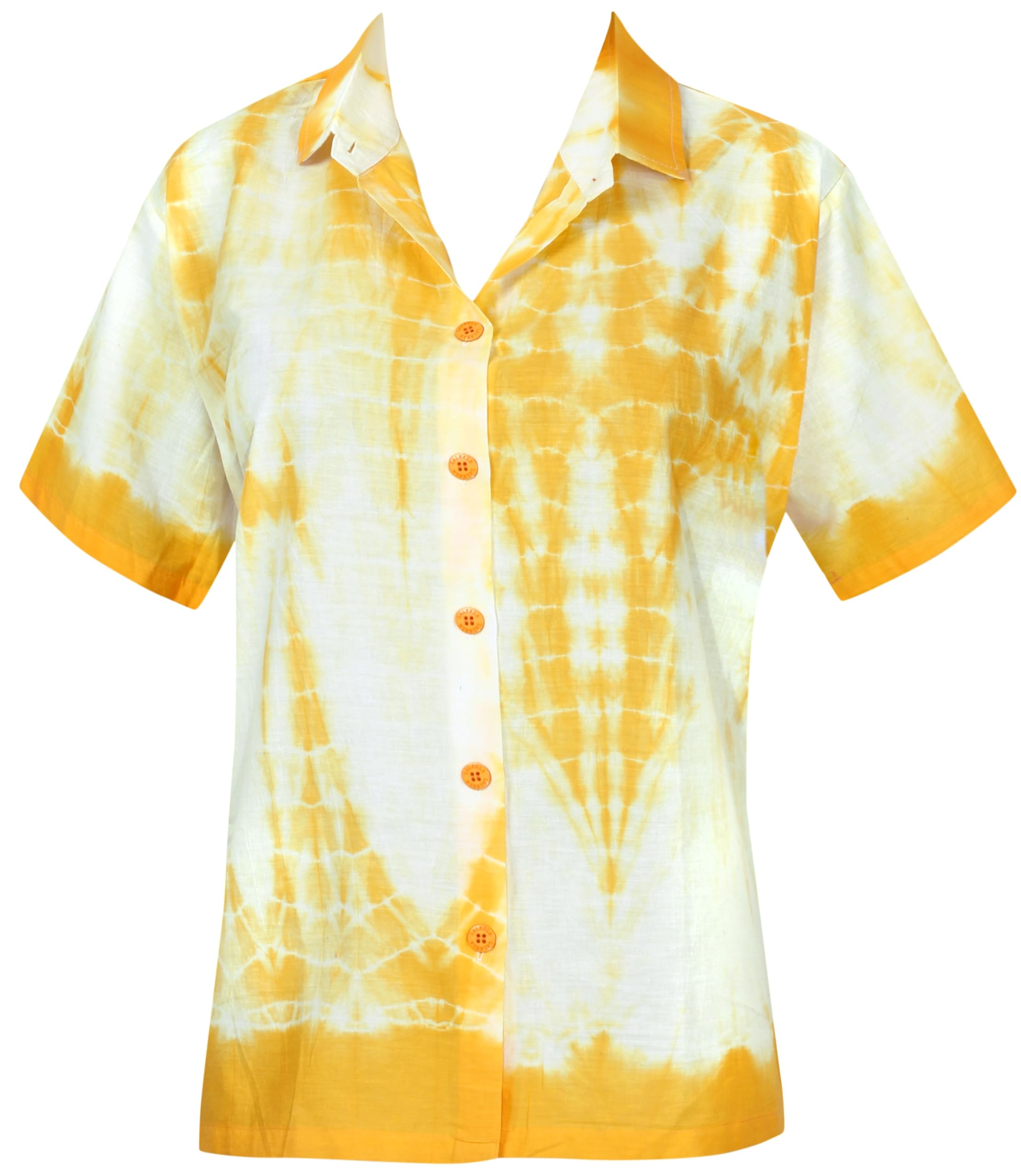 LA LEELA Women's Short Sleeve Hawaiian Shirt - Floral Print Vacation Blouse for Beach, Summer & Tropical Outfits