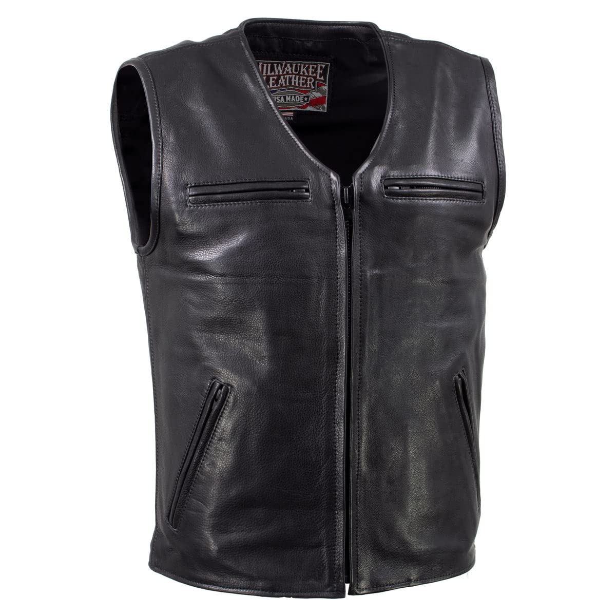 Milwaukee Leather Men's Premium Black Motorcycle Vest - USA Made Genuine Leather Biker Rider Jacket for Harley Davidson & Cruiser Riders | Perfect for Road Trips & Motorcycle Events