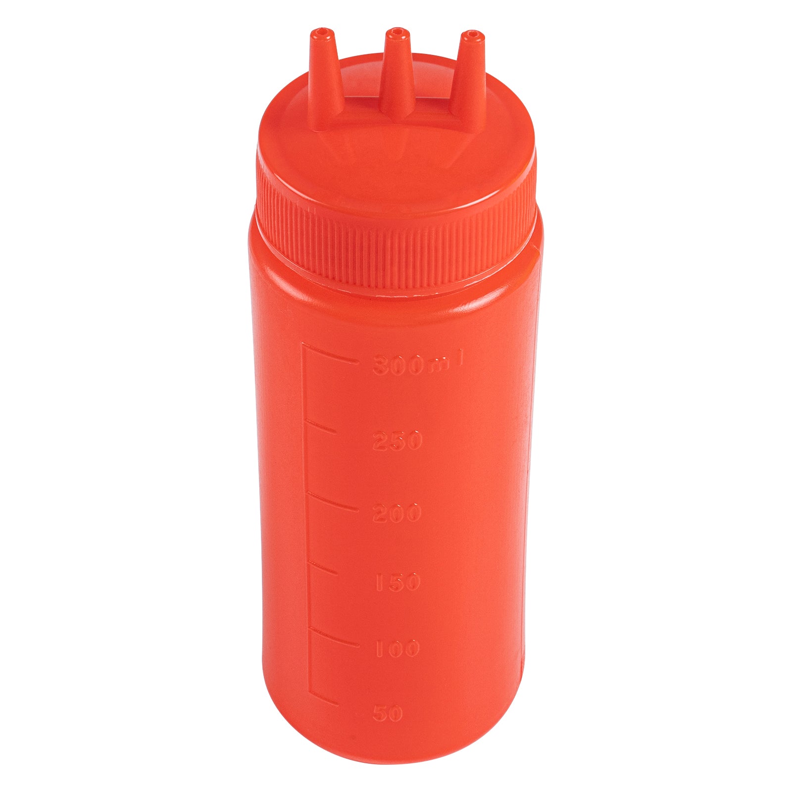 12 oz Red Plastic Ketchup Squeeze Bottle with Triple Dispersion Tip - 2.25