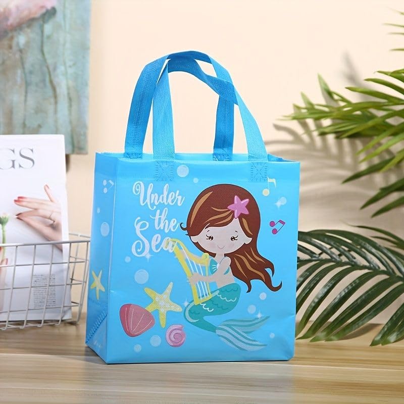 LE DELITE Mermaid Theme Party Favor Gift Bags - 10 Pack Multicolor Ocean Princess Birthday Return Gifts for Kids | Perfect for Underwater Themed Parties, Weddings, Baby Showers & Holiday Presents