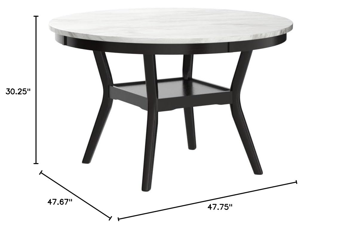 Celeste Faux Marble Round Dining Table 48 Inch - Modern Espresso Finish - Perfect for Small Space Dining Rooms, Kitchen Nooks & Apartment Living