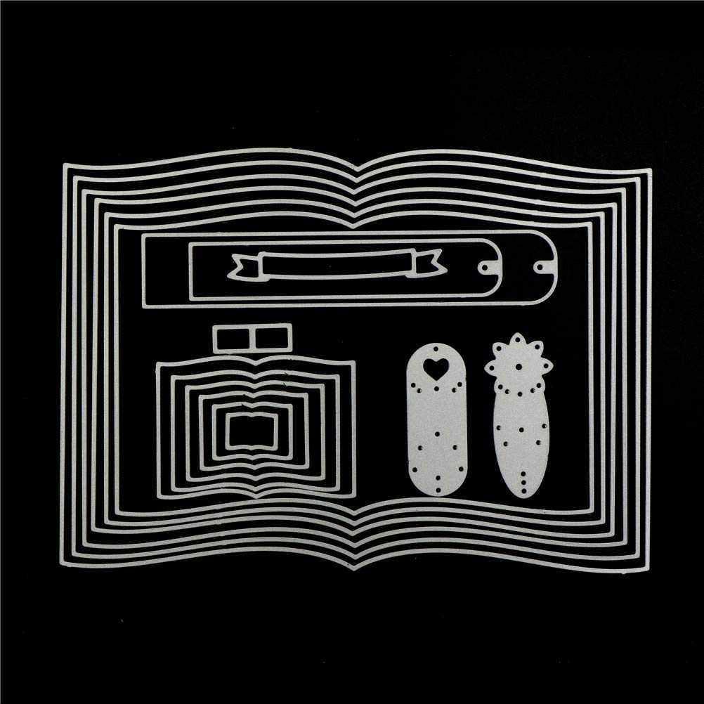 1 Set Metal Book Cutting Dies - DIY Scrapbook Card Making Stencils, Frame Die Cuts & Embossing Templates for Photo Albums, Greeting Cards, Paper Crafts - Perfect for Home Decor, Gift Making & Scrapbooking Projects
