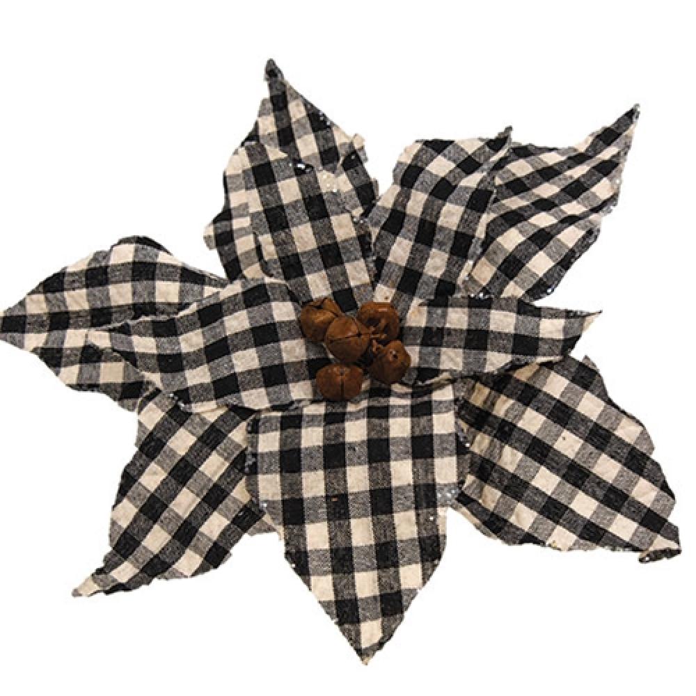 Red and Green Plaid Poinsettia Christmas Hair Clip Ornament - Festive Holiday Hair Accessory for Women, Girls, Christmas Party & Tree Decorations