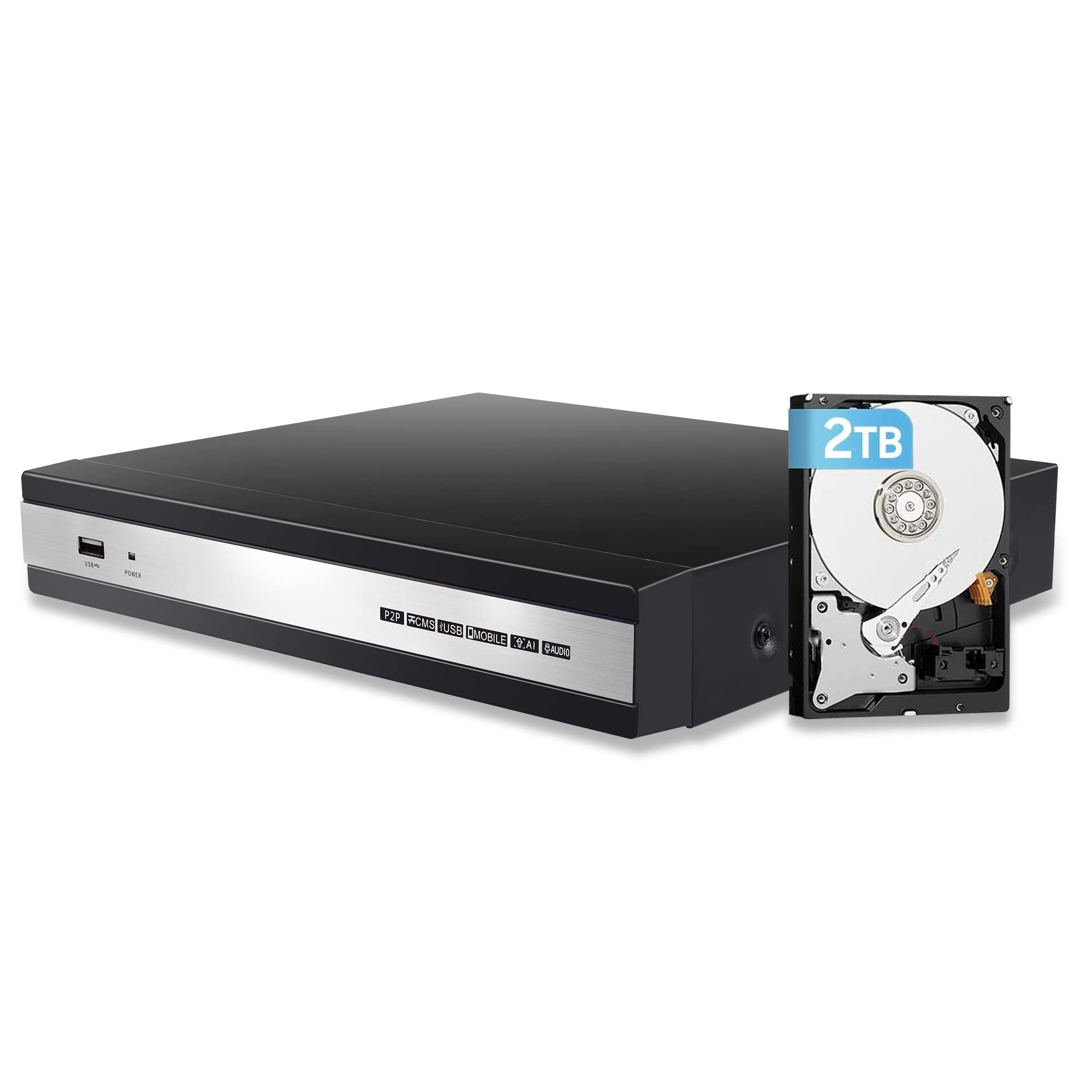 Reidubo 4K 9CH NVR Security System - 8MP@25fps Network Video Recorder with 2TB HDD (Expandable to 6TB) - Supports 1080p/3MP/4MP/5MP/6MP/8MP Cameras - Home & Business Surveillance Solution for Indoor/Outdoor Protection