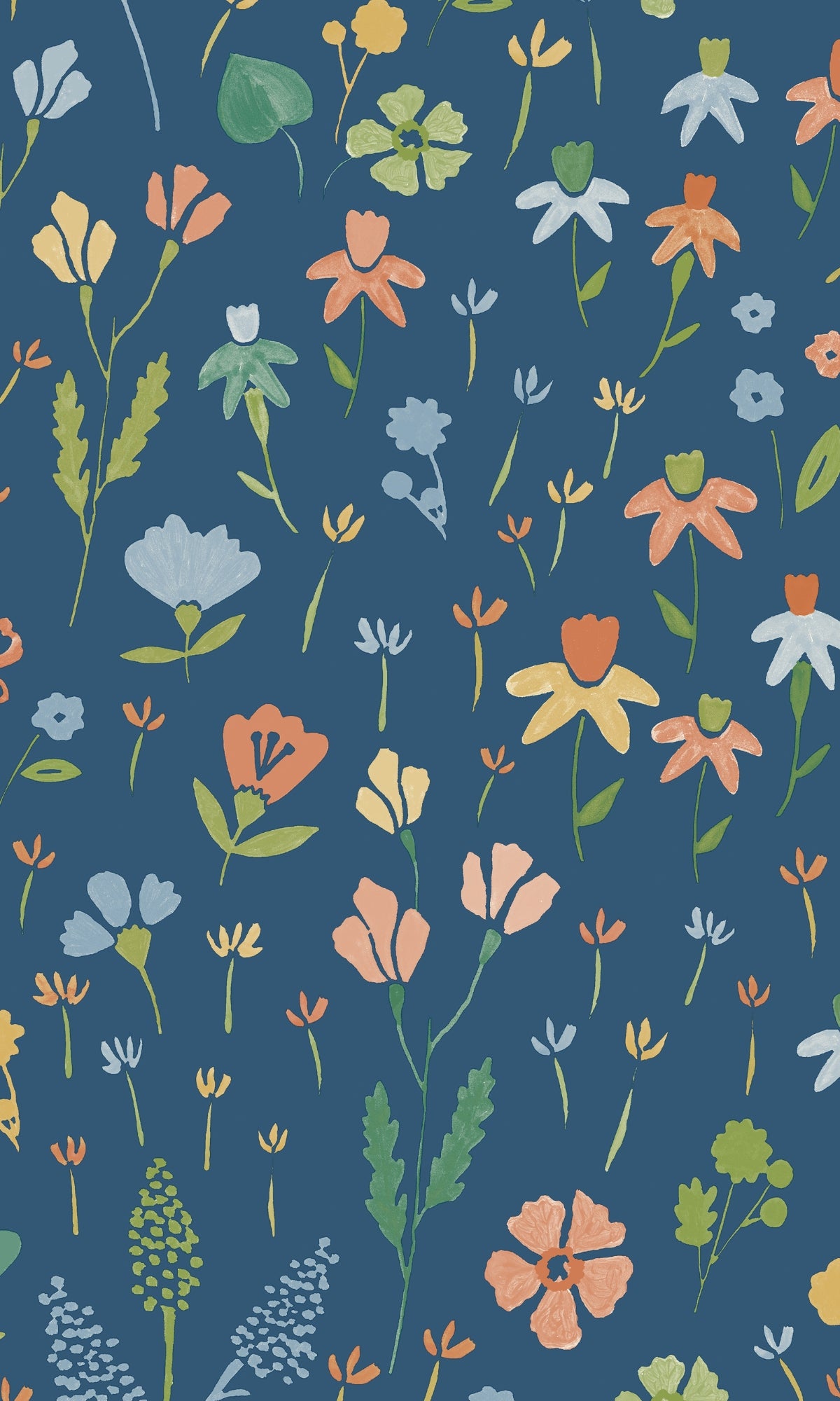 Blue Minimalist Floral Wallpaper R7974 - Peel and Stick Removable Wallpaper for Bedroom, Living Room, Nursery & Home Decor