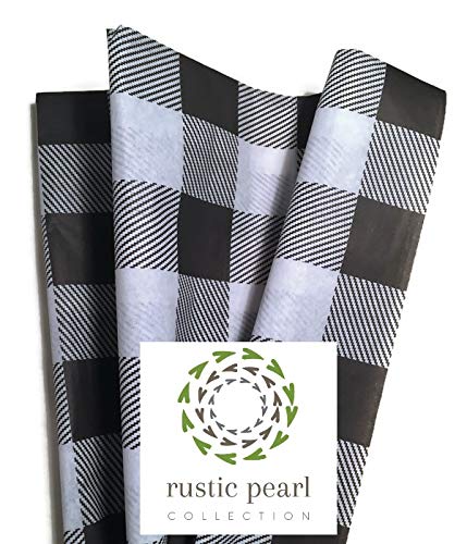 Lumberjack Tissue Paper - Black Buffalo Plaid Wrapping Paper for Christmas Gifts, 24 Large Sheets (20x30 Inches), White and Black Checkered Design | Perfect for Holiday Presents, Party Decorations & Craft Projects