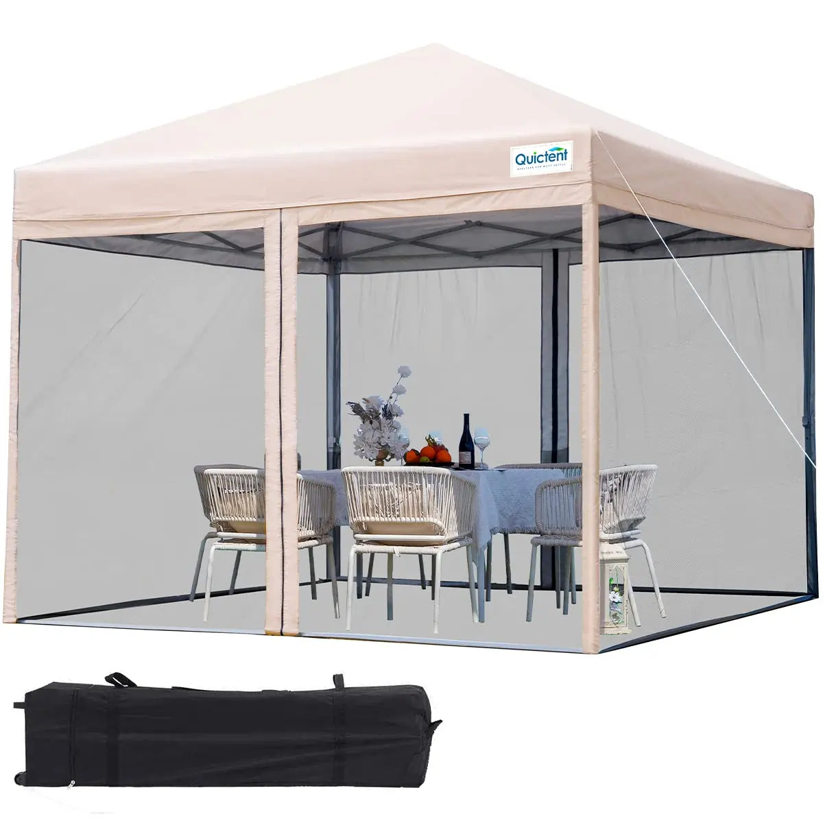 6.6' x 6.6' Small Pop Up Canopy Tent with Mesh Netting - Perfect for Outdoor Camping, Picnics, Beach Parties and Backyard Gatherings