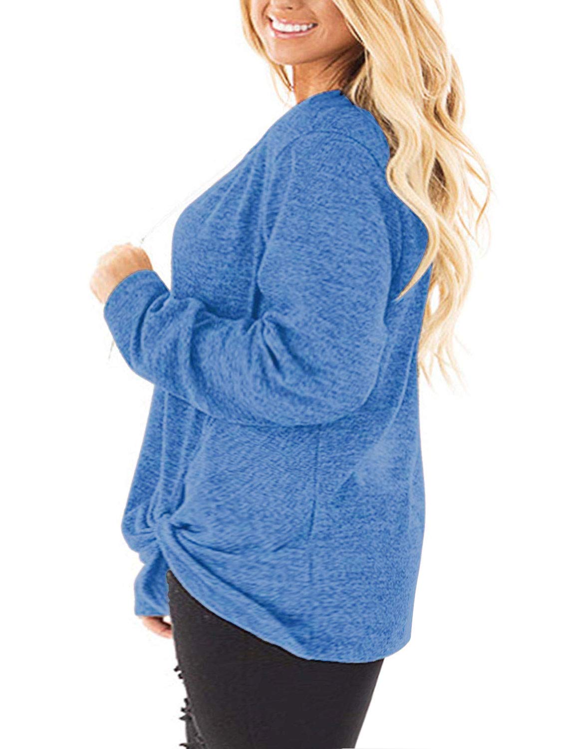 Women's Plus Size Knotted Tops Long Sleeve Tee Shirts - Loose Casual Blouse for Women | DOLNINE Comfortable & Stylish Tunic Top for Everyday Wear, Office & Outings
