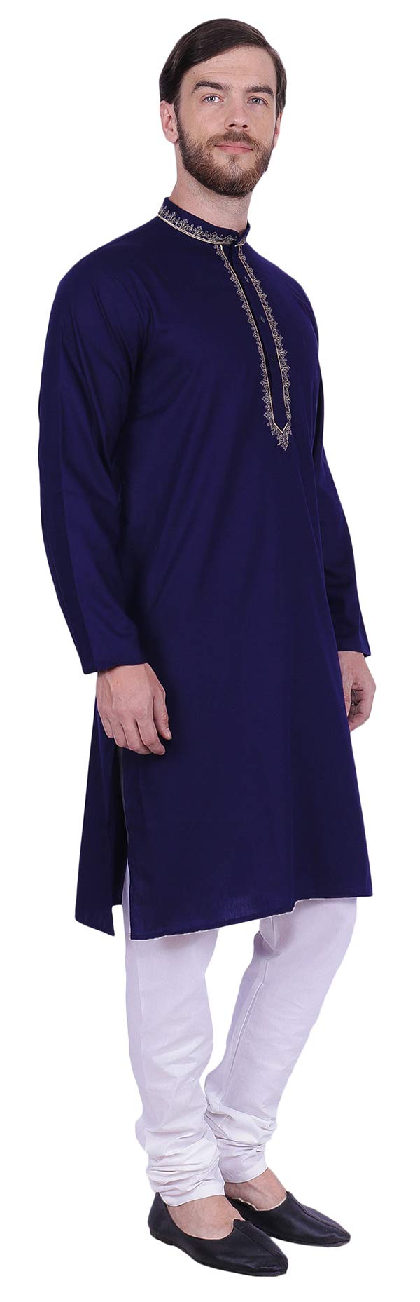 Men's Embroidered Cotton Kurta Pajama Set - Traditional Indian Ethnic Wear for Festivals & Weddings | Breathable Comfort Outfit for Special Occasions
