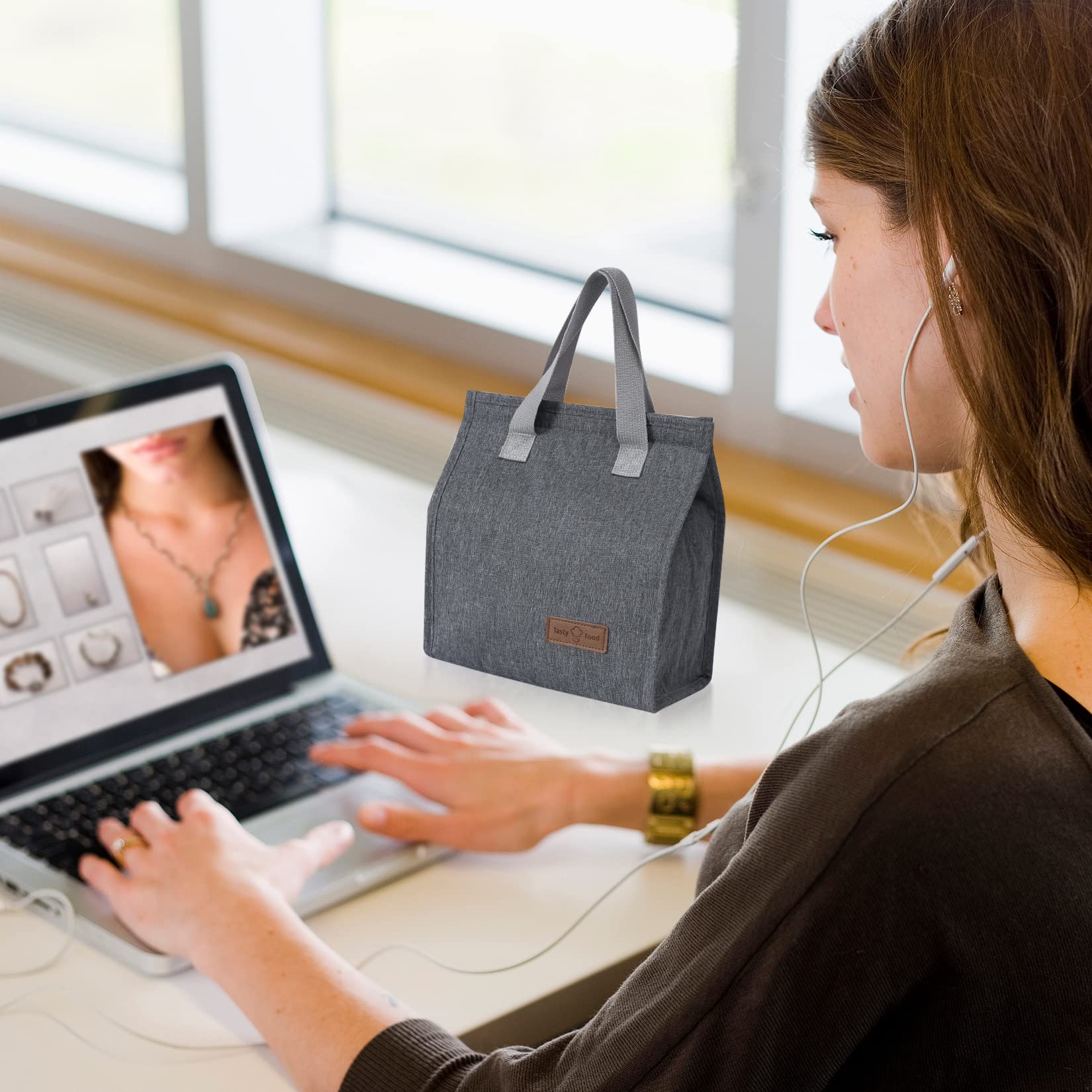 Insulated Lunch Bag for Women & Men - Reusable Lunch Box Tote for Work, Office & Travel - Grey | Perfect for Meal Prep, Picnics & Daily Commute