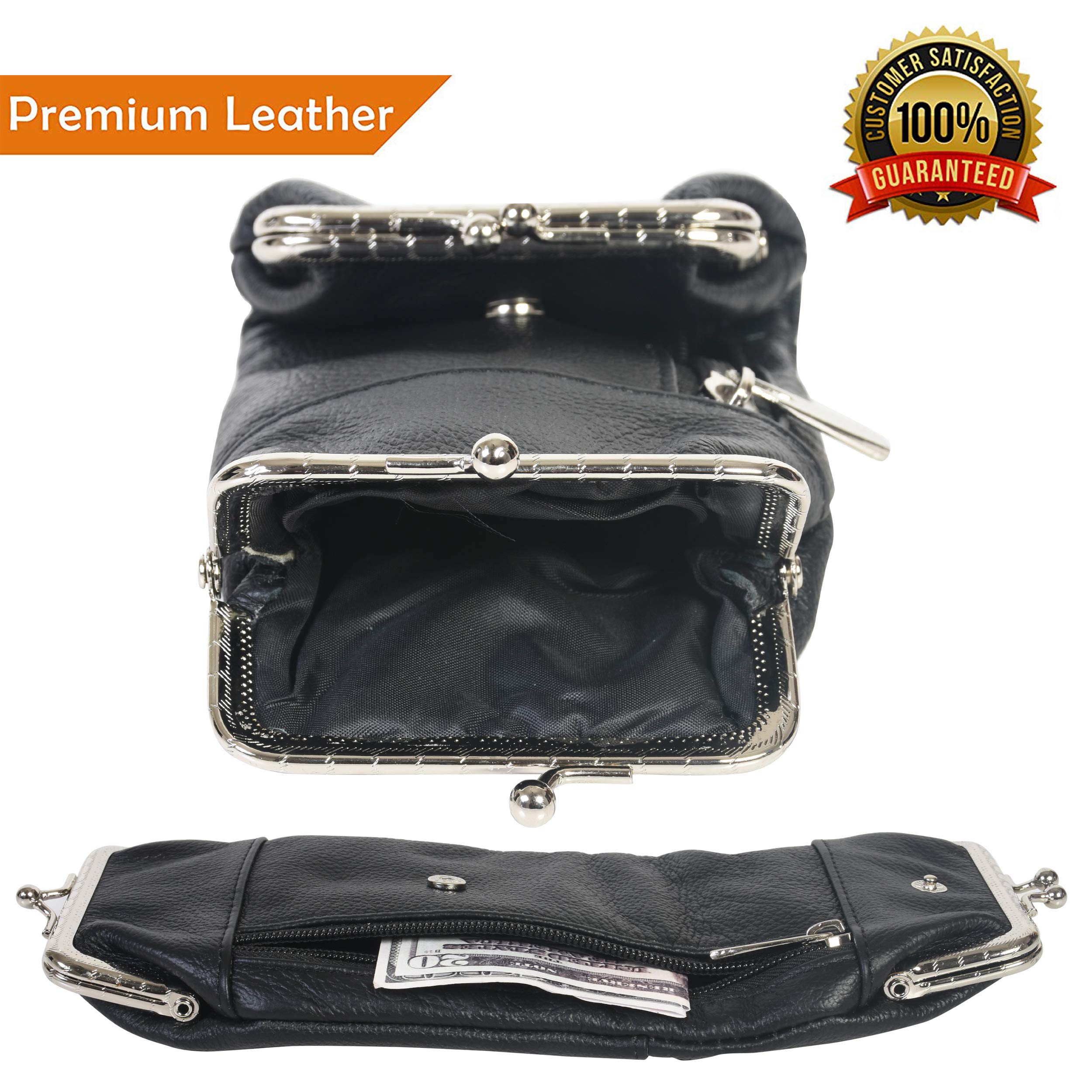 Women's Leather Cigarette & Lighter Holder Case with Twist Clasp - Multiple Color Options (Black) | Compact & Stylish Accessory for Smoking Essentials, Perfect for Travel, Parties & Everyday Use