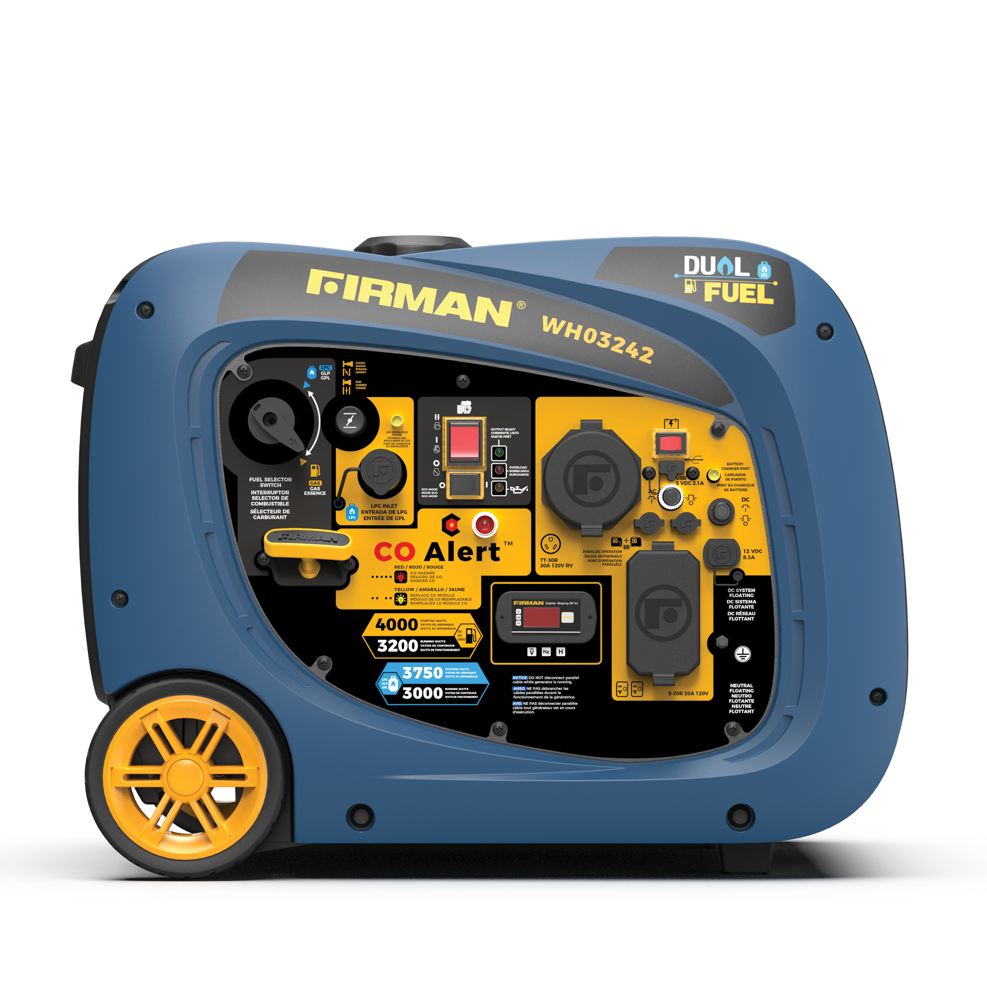 Refurbished 4000W Dual Fuel Inverter Generator with Electric Start - Perfect for Camping, RV Trips & Emergency Power Backup