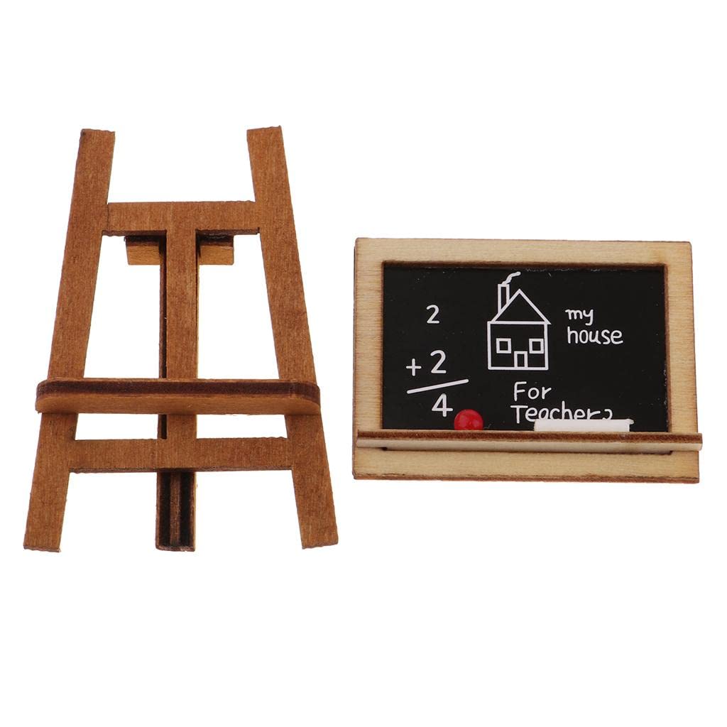 Baosity 1/12 Scale Dollhouse Miniature Blackboard with Chalk & Eraser - Perfect for Nursery Room Decor, DIY Dollhouse Accessories, and Miniature Classroom Scenes