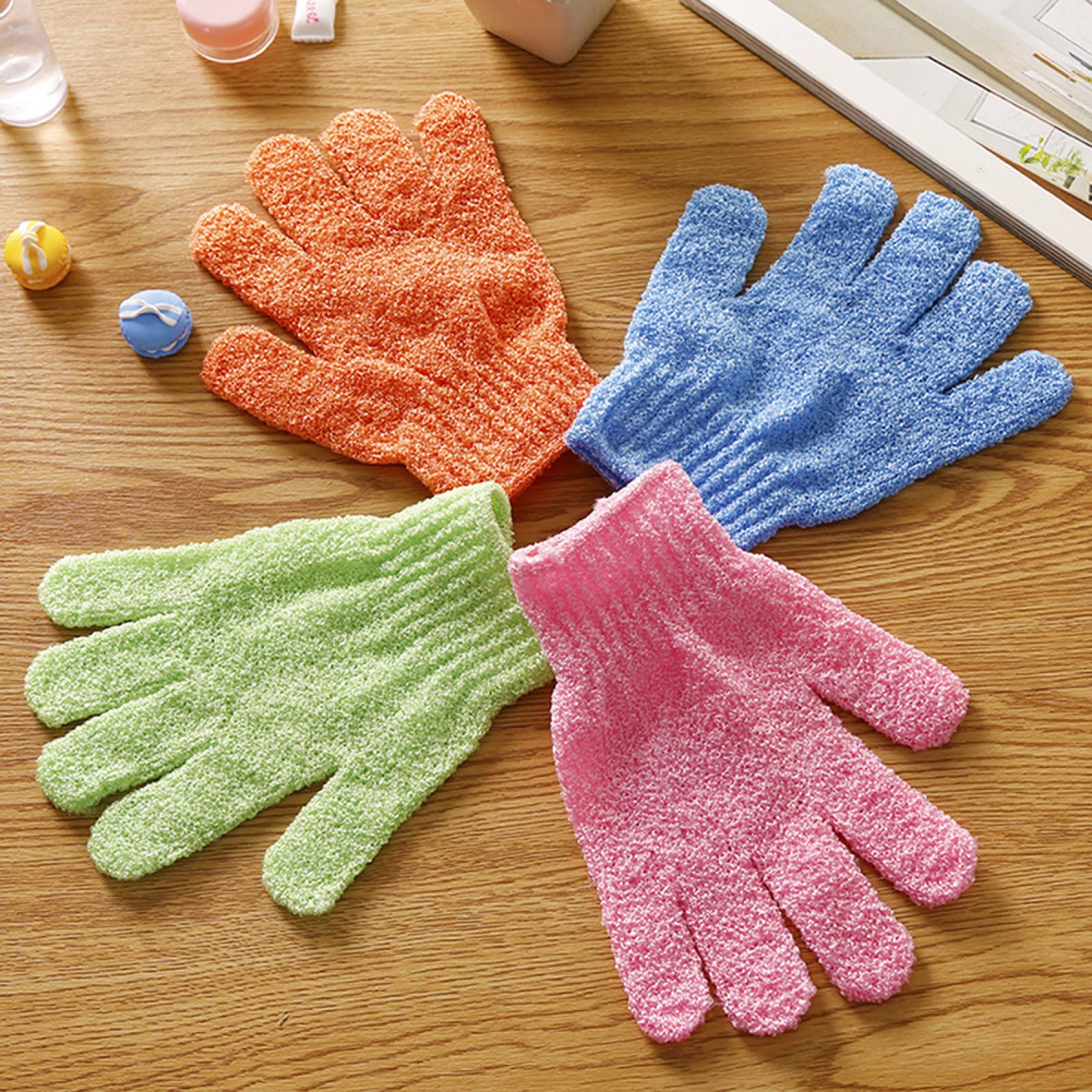 Exfoliating Bath Glove - Back Scrubber Towel & Sponge Ball for Shower, Spa & Skin Care - Solid Color Body Scrub Massager (Random Color) - Perfect for Deep Cleansing, Dead Skin Removal & Relaxing Massage