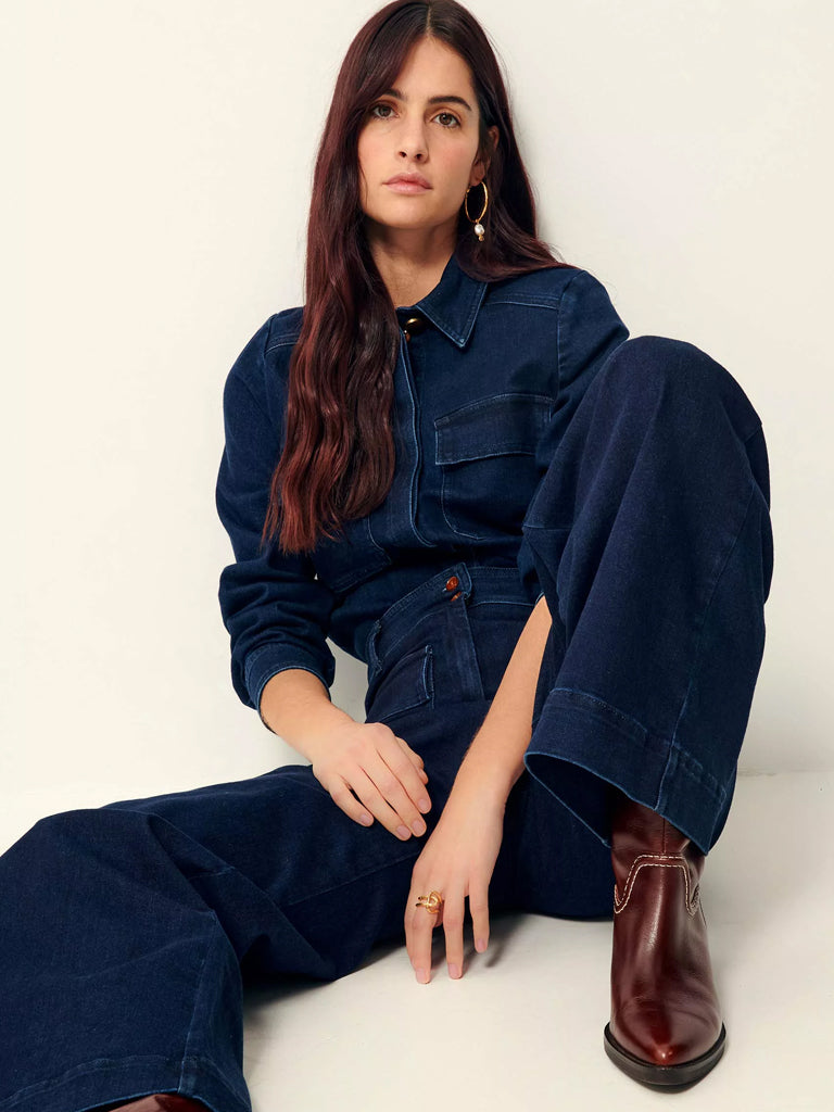 Sessun Guggen Overshirt Denim Jacket - Women's Casual Distressed Denim Shirt for Layering & Streetwear Fashion