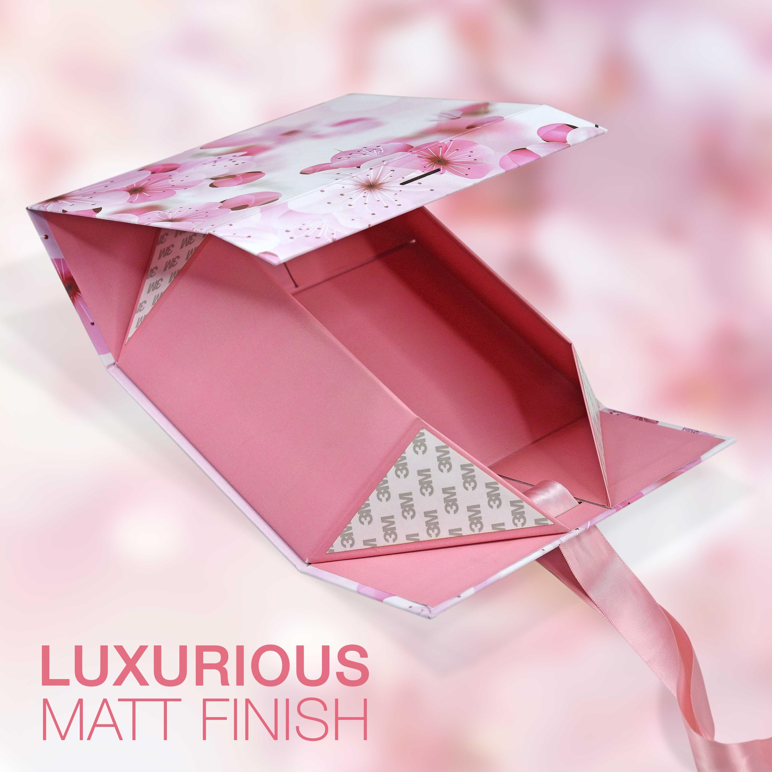 Premium Floral Gift Box for Packaging - 23x16x10cm Rigid Gift Box with Japanese Blossom Design, Multipurpose Hamper Box Holds Up to 5kg (1 Pack) - Perfect for Wedding Favors, Birthday Gifts & Luxury Product Packaging