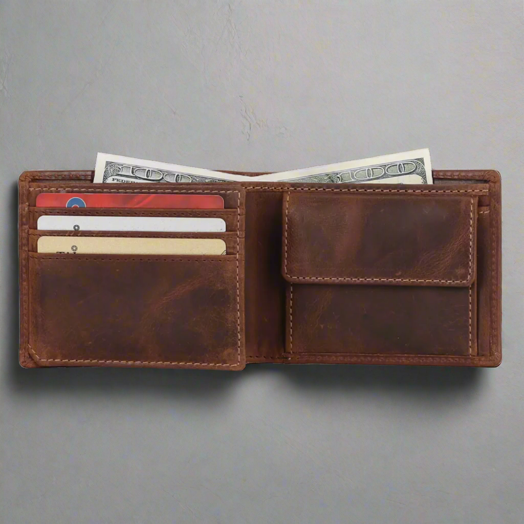 Premium MET Men's Hunter Genuine Leather Wallet with RFID Protection & Coin Pocket - Slim Bifold Wallet for Cash, Cards & ID - Perfect for Everyday Use, Travel & Gifting
