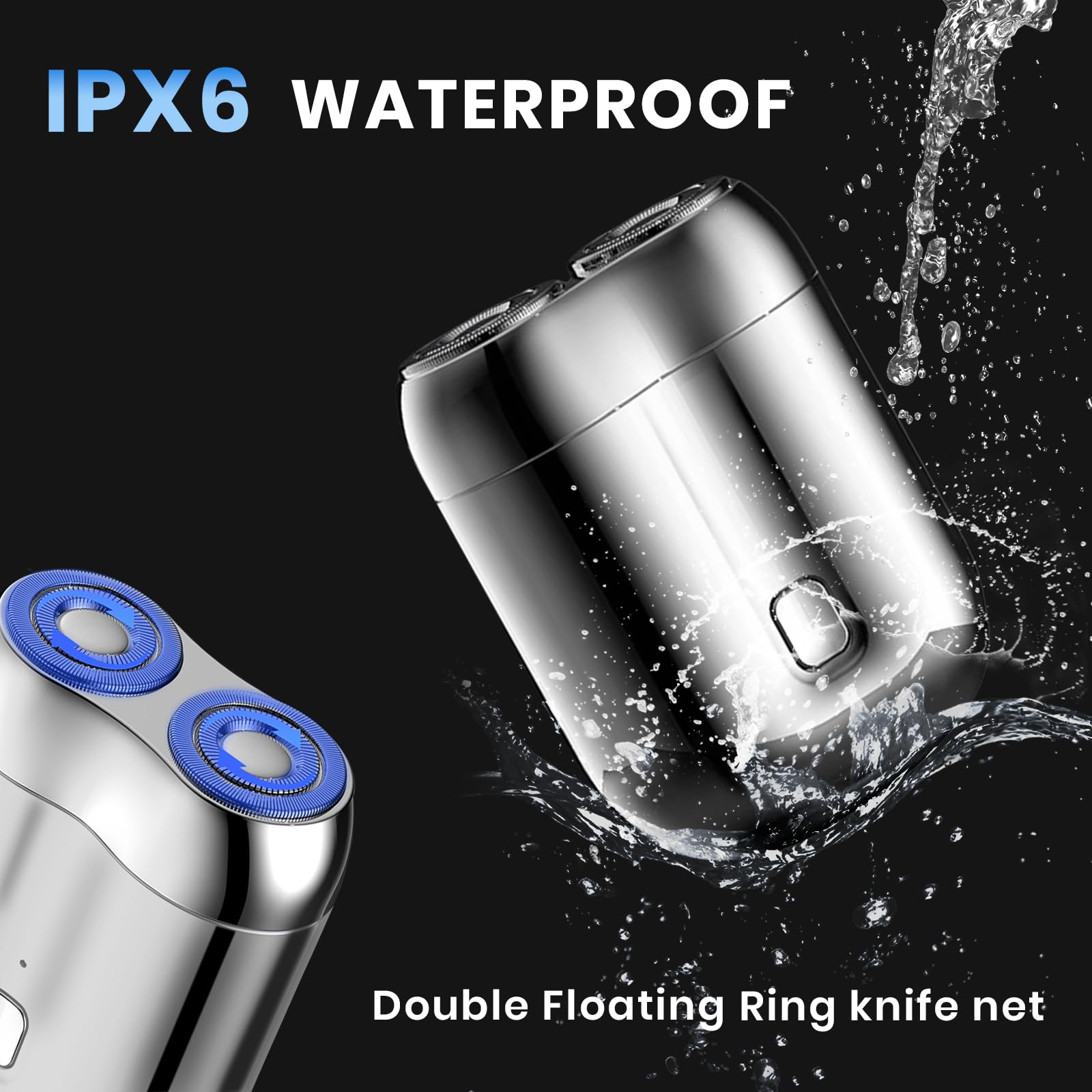 2025 Upgraded Mini Dual-Head Electric Shaver for Men - USB-C Rechargeable, Portable & Powerful Storm Shaving System - Compact Travel Razor with 2 Cutting Heads (Silver) | Perfect for Home, Travel & Gym Use