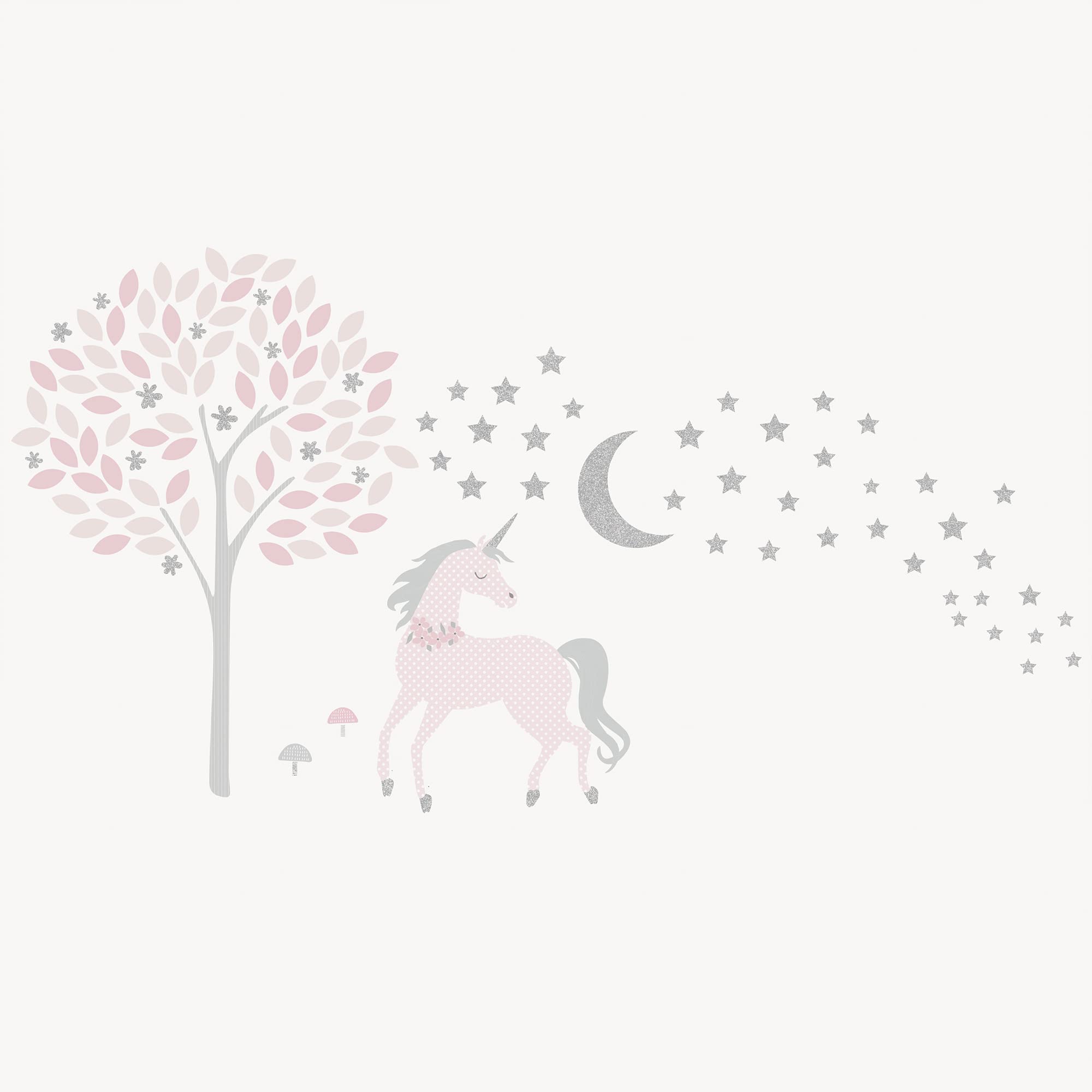 Levtex Baby Colette 5-Piece Crib Bedding Set - Grey Pink White Unicorn Nursery Collection with Quilt, Fitted Sheets, Wall Decal & Dust Ruffle | Perfect for Baby Girl's Room Decor & Newborn Gift