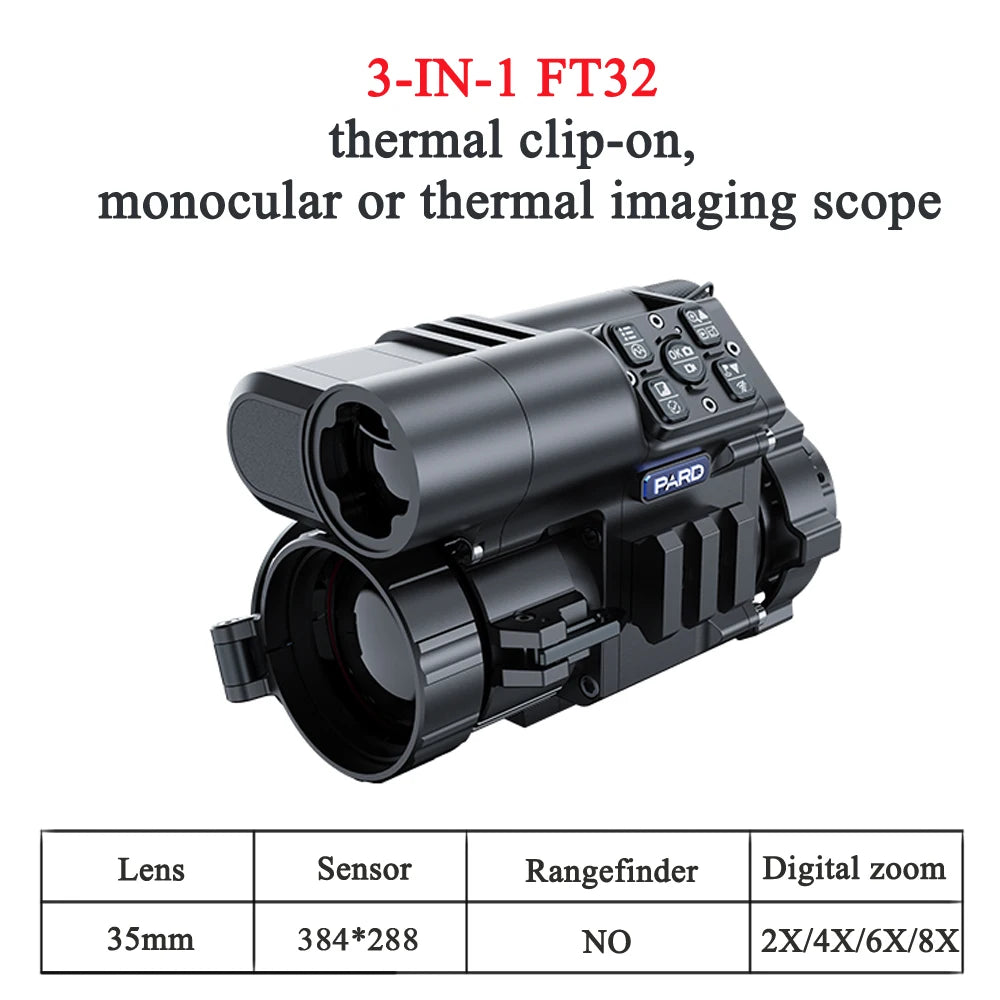 Pard FT32/FT32 LRF Thermal Imaging Scope for Hunting - 1440x1080 AMOLED Screen, 384x288 Digital Camera, WiFi Monocular - Ideal for Night Hunting, Wildlife Observation & Outdoor Adventures
