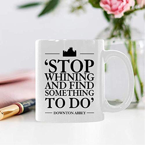 WECE 11oz Ceramic Coffee Mug - Funny 'Stop Whining Find Something To Do' Tea Cup for Coffee, Milk & Beer | Great Gift for Office, Home & Parties