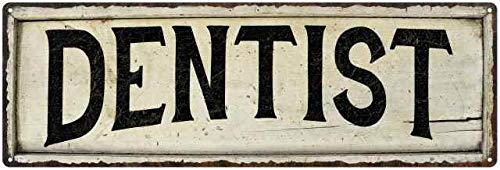 Vintage Rustic Dentist Sign - Farmhouse Wall Decor Art, Country Home Decoration, Tin Plaque for Teeth Doctor Gift, 8 x 24 Inches Matte Finish Metal - Perfect for Dental Office, Clinic Waiting Room & Vintage-Themed Home Decor