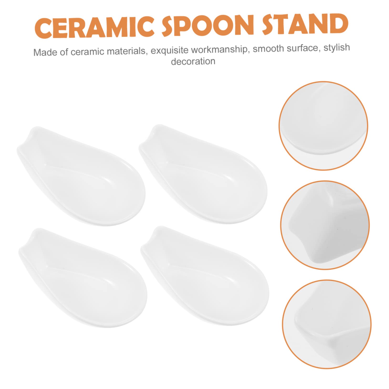 STOBAZA 4-Piece White Ceramic Spoon Holder Stand - Kitchen Utensil Organizer for Cooking Spoons, Ladles & Cutlery - Perfect for Dining Table, Countertop & Kitchen Storage