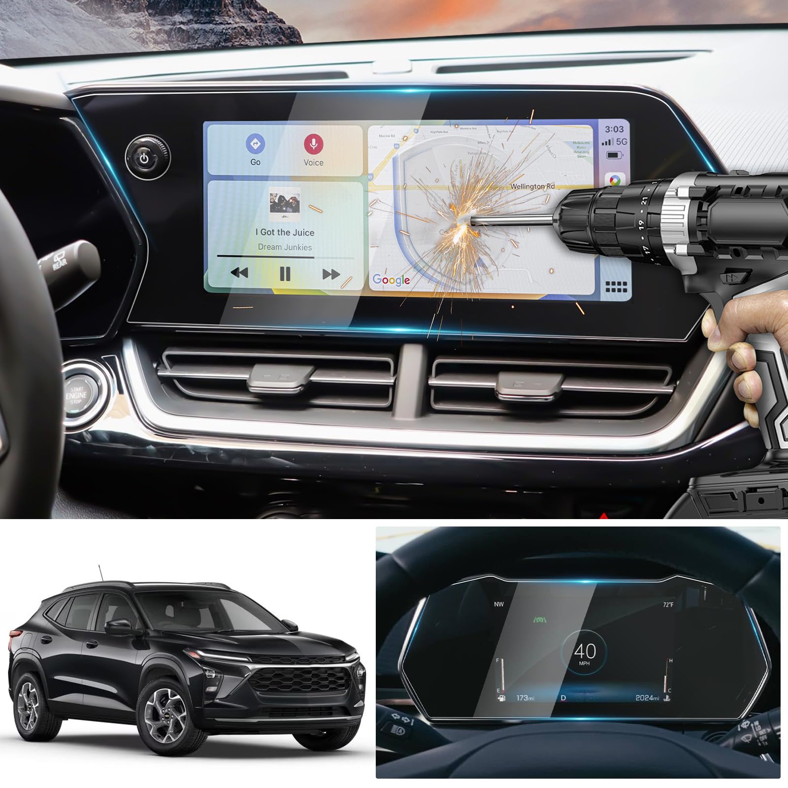 YEE PIN 2024-2025 Chevy Trax Screen Protector - HD Clear Tempered Glass for 8