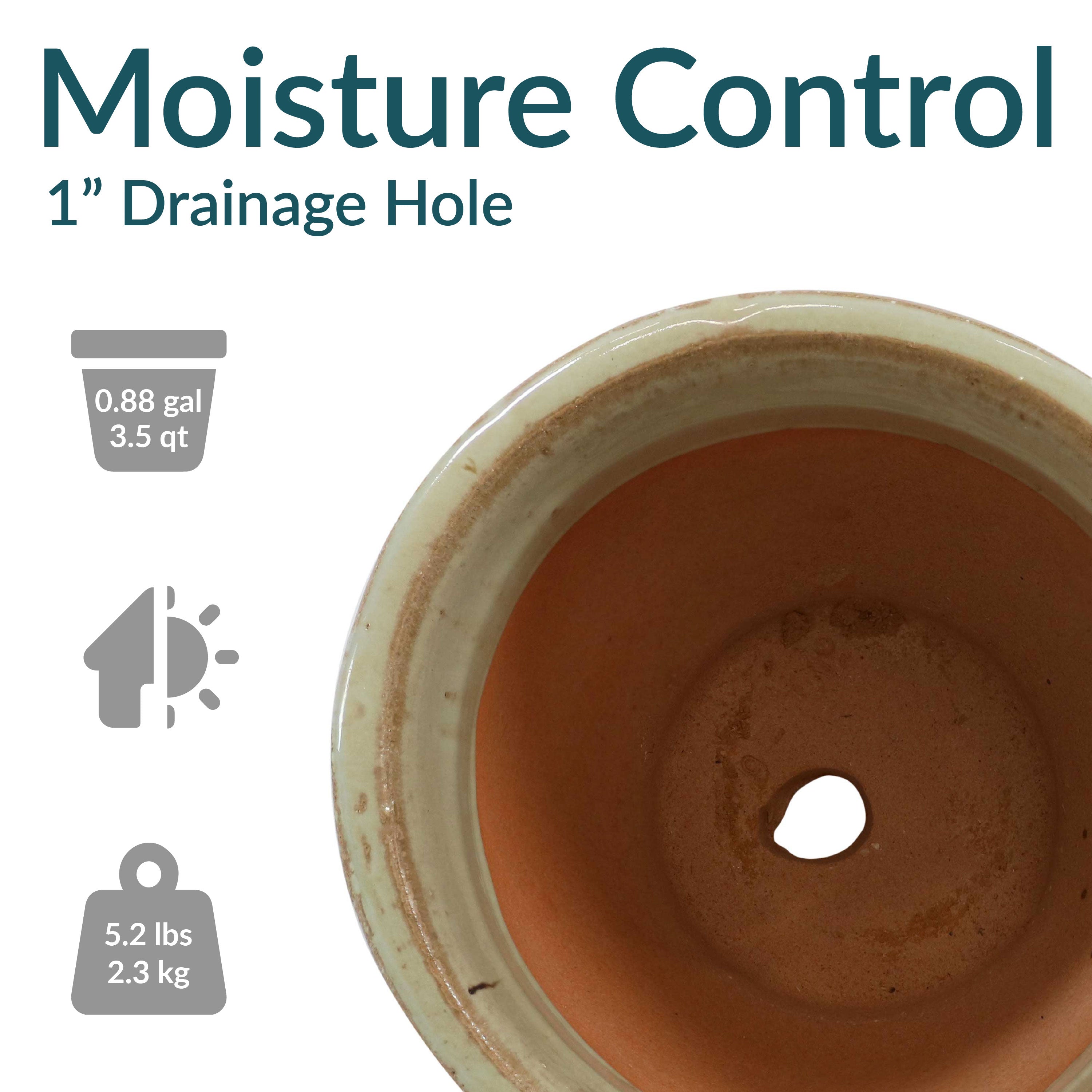 Premium Glazed Ceramic Plant Pots with Drainage Holes - Set of 2 Indoor/Outdoor Flower Planters for Home Decor, Garden & Patio