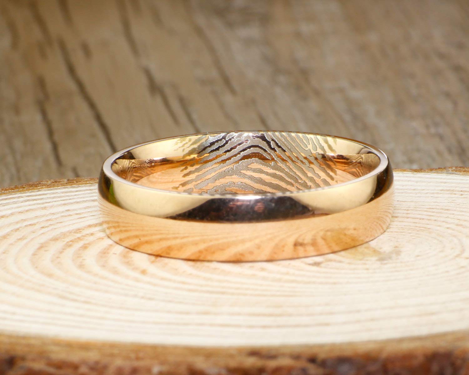 Personalized Rose Gold Titanium Fingerprint Wedding Rings - 6mm Wide Custom Thumbprint Rings for Couples - Perfect for Engagements, Anniversaries & Romantic Gifts
