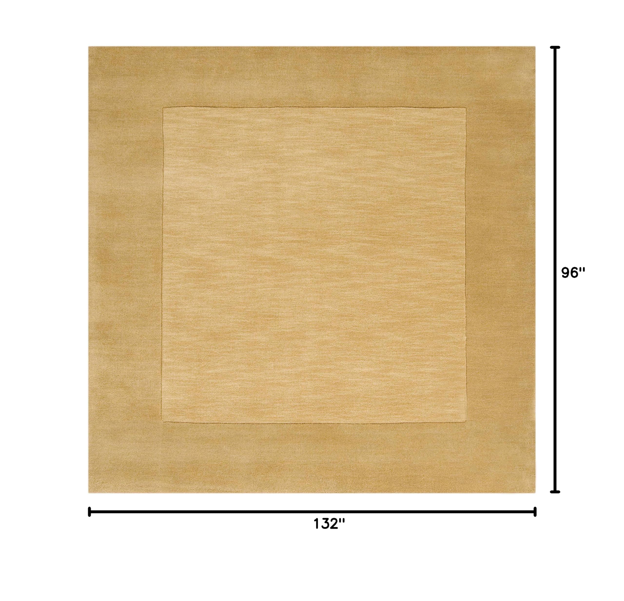 Hauteloom Hampden Wool Area Rug - 8' x 11' Brown Solid & Border Design - Soft & Durable for Living Room, Bedroom, Office - Perfect for Home Decor & Cozy Spaces