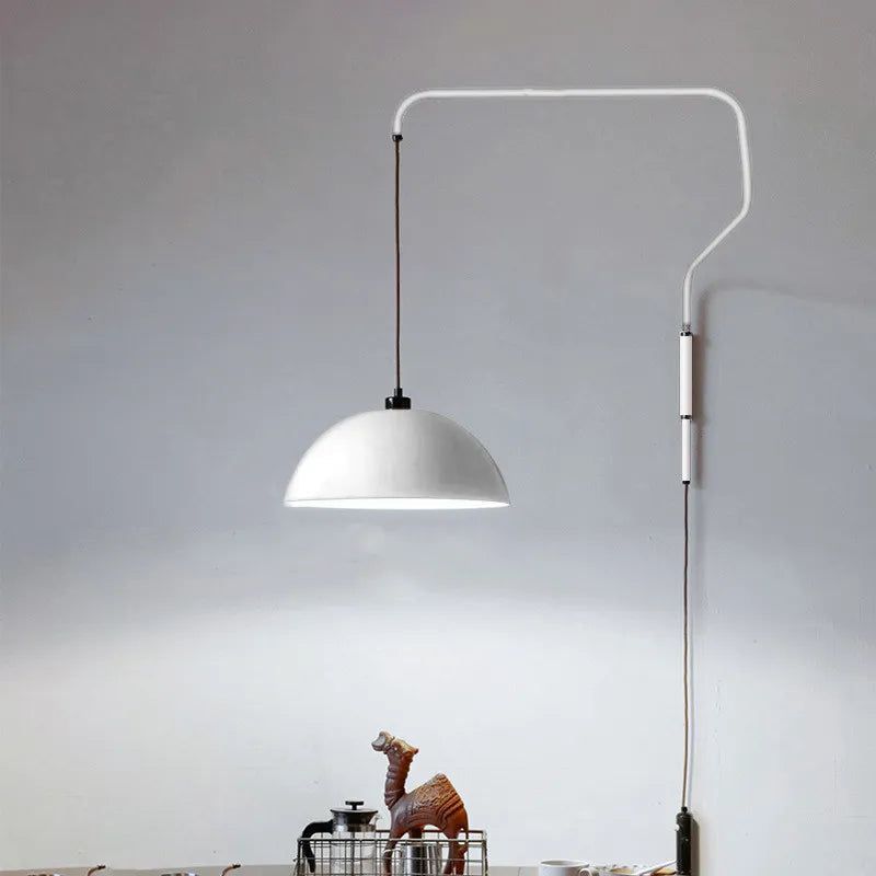 Vintage Long Arm Adjustable Pendant Wall Light - Dimmable Swing Arm Sconce for Bedroom, Living Room & Reading Nook Lighting