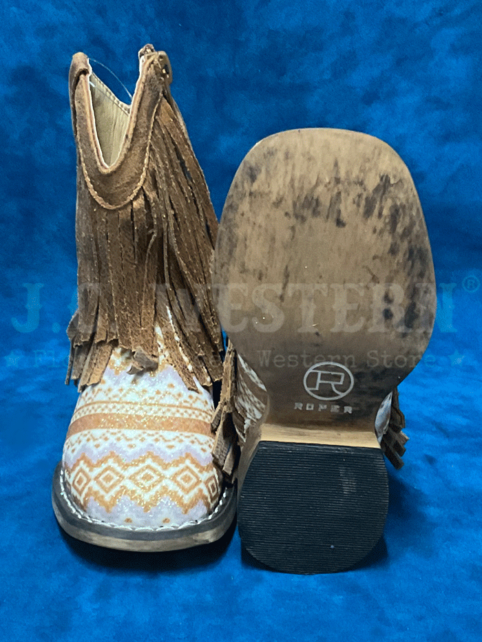 Roper 09 017 1903 3503 Toddler's Aztec Glitter Fringe Western Boots in Tan - Perfect for Cowboy Costumes, Western Parties & Kids' Fashion